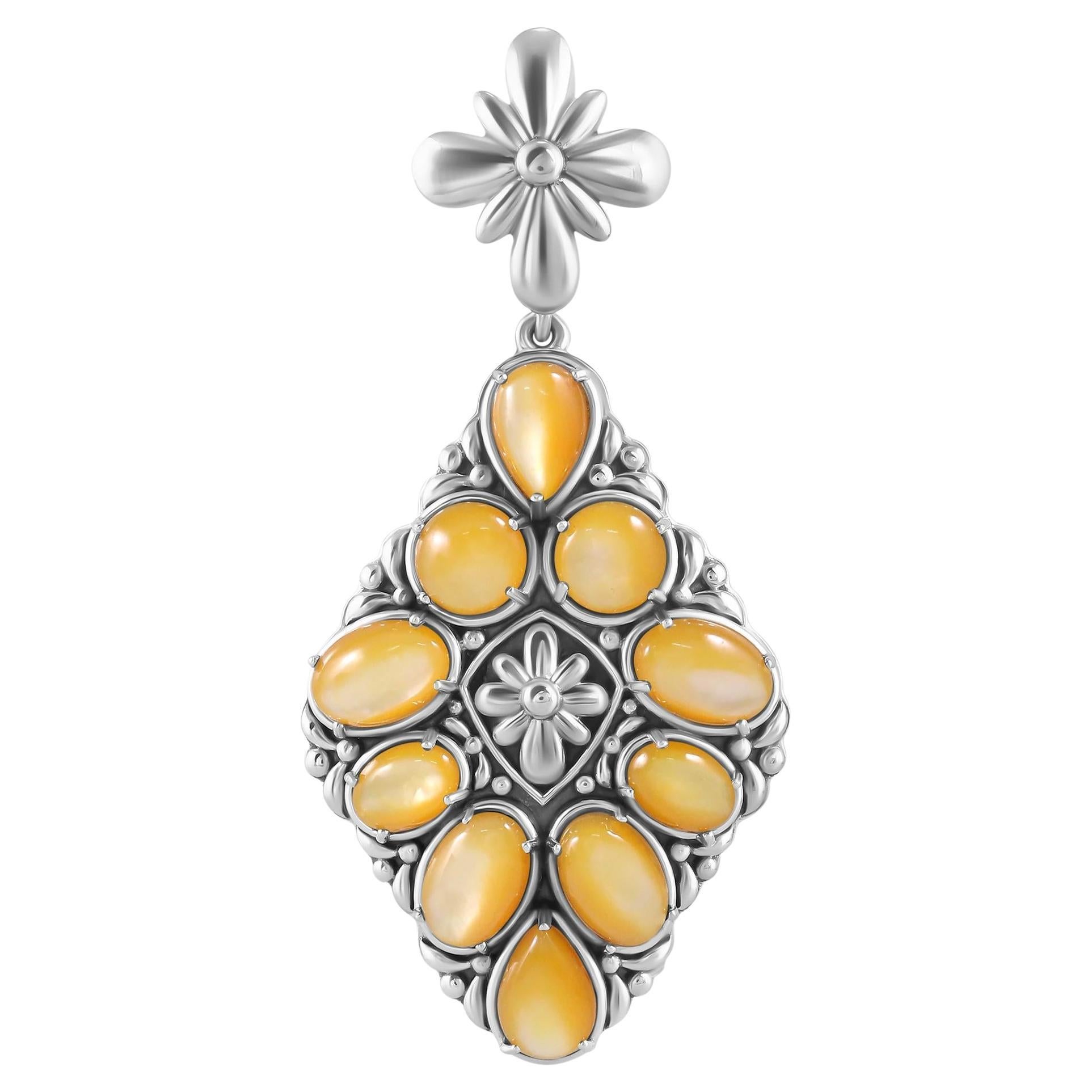 Pendentif nacre jaune en argent sterling American West
