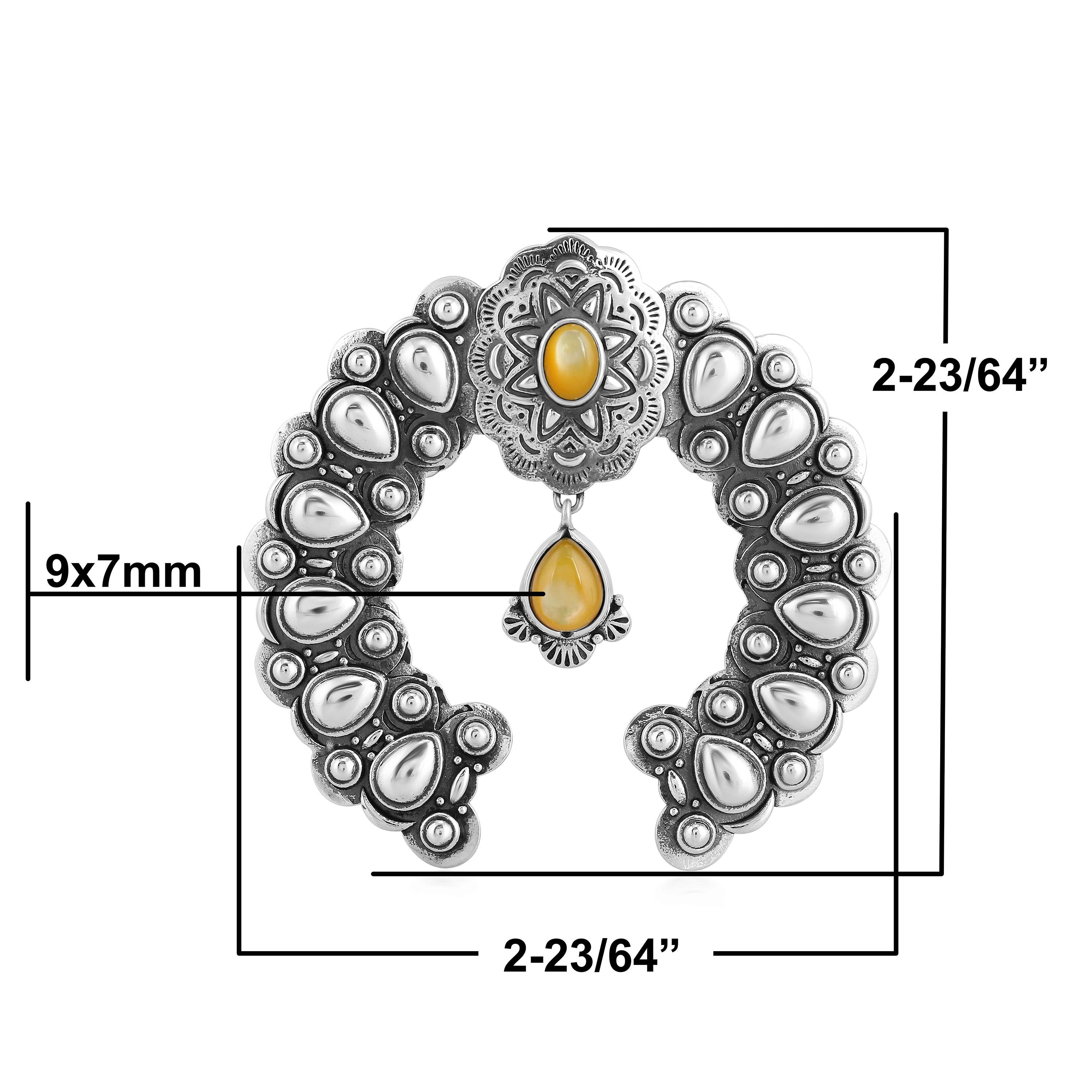 Pendentif Naja d'American West en argent sterling avec nacre jaune en vente 1