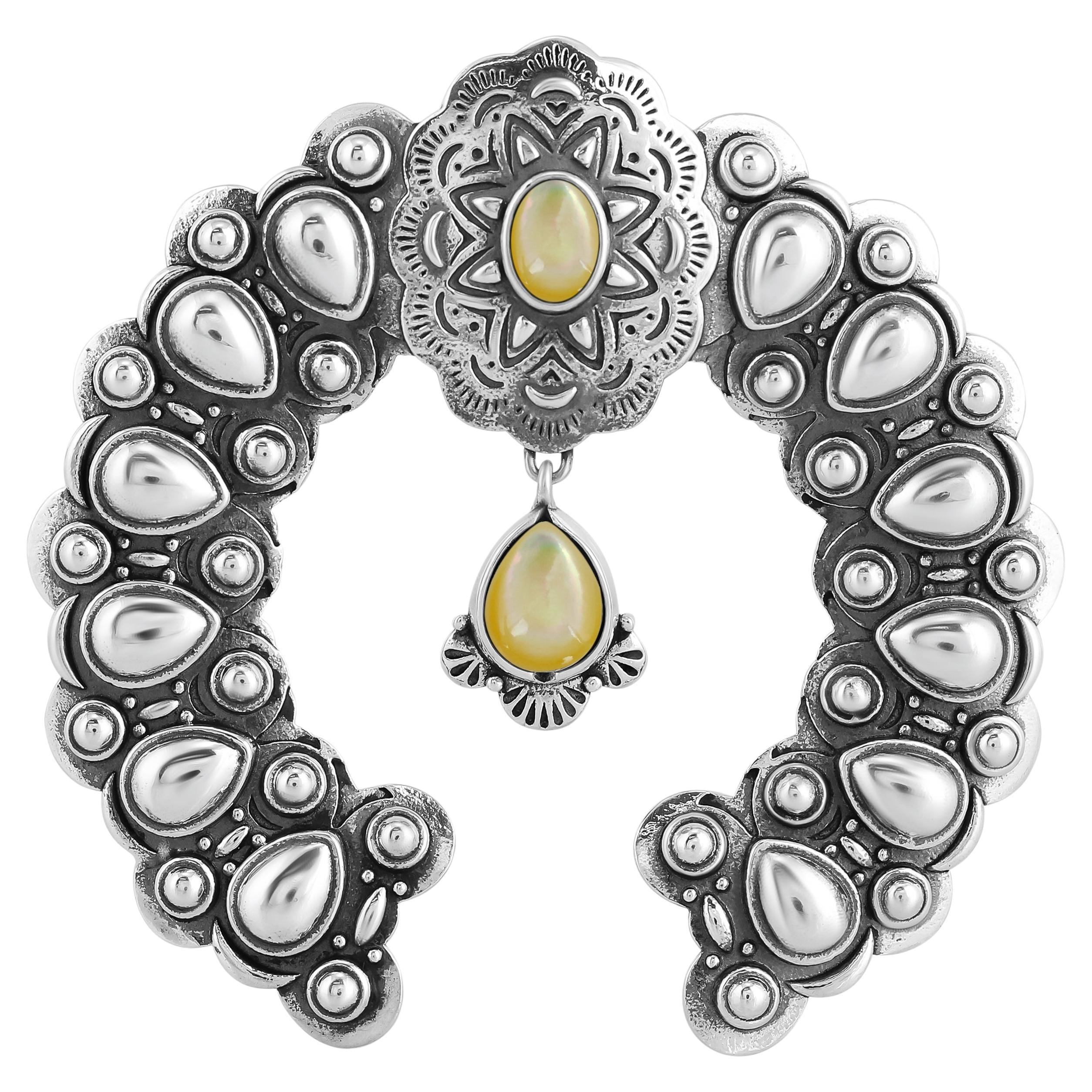 Pendentif Naja d'American West en argent sterling avec nacre jaune