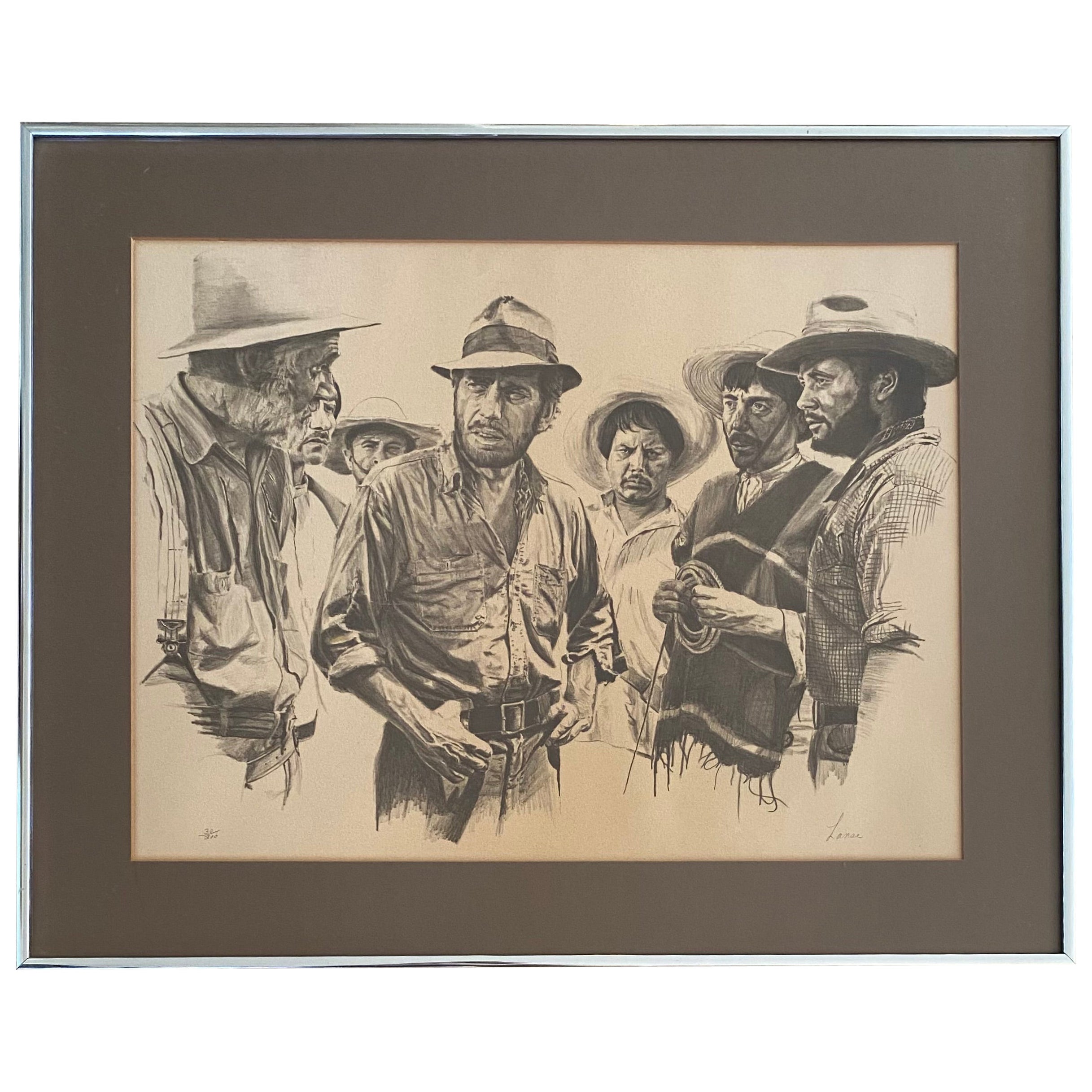 Amerikanischer Westernfilm Lithographie "Der Schatz der Sierra Madre", signiert im Angebot