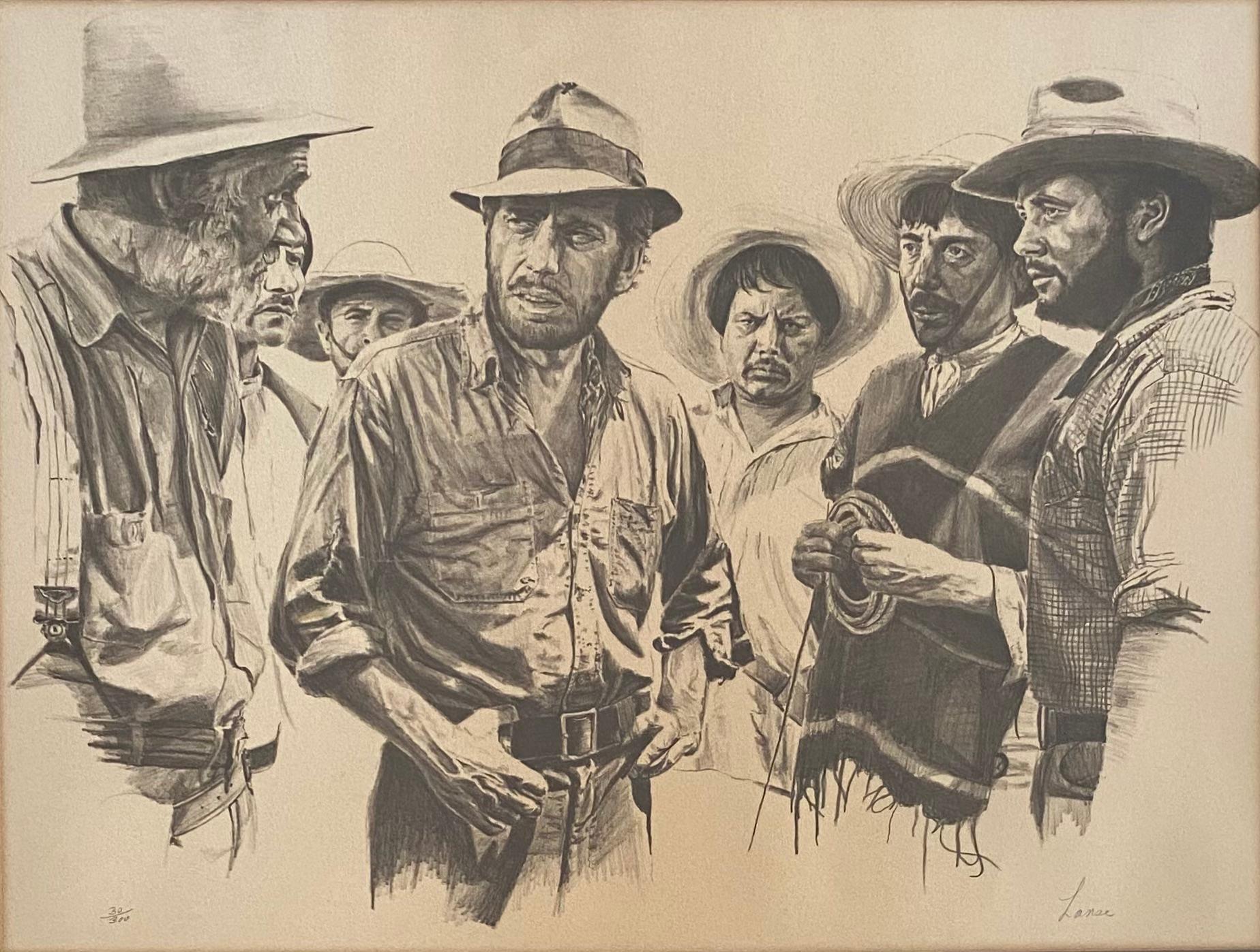 A very nice Hollywood movie original lithograph for the film The Treasure of the Sierra Madre, directed by John Huston. Starring Humphrey Bogart, Walter Huston, Tim Holt, Bruce Bennett. 

This very decorative lithograph is numbered 30/300 and is