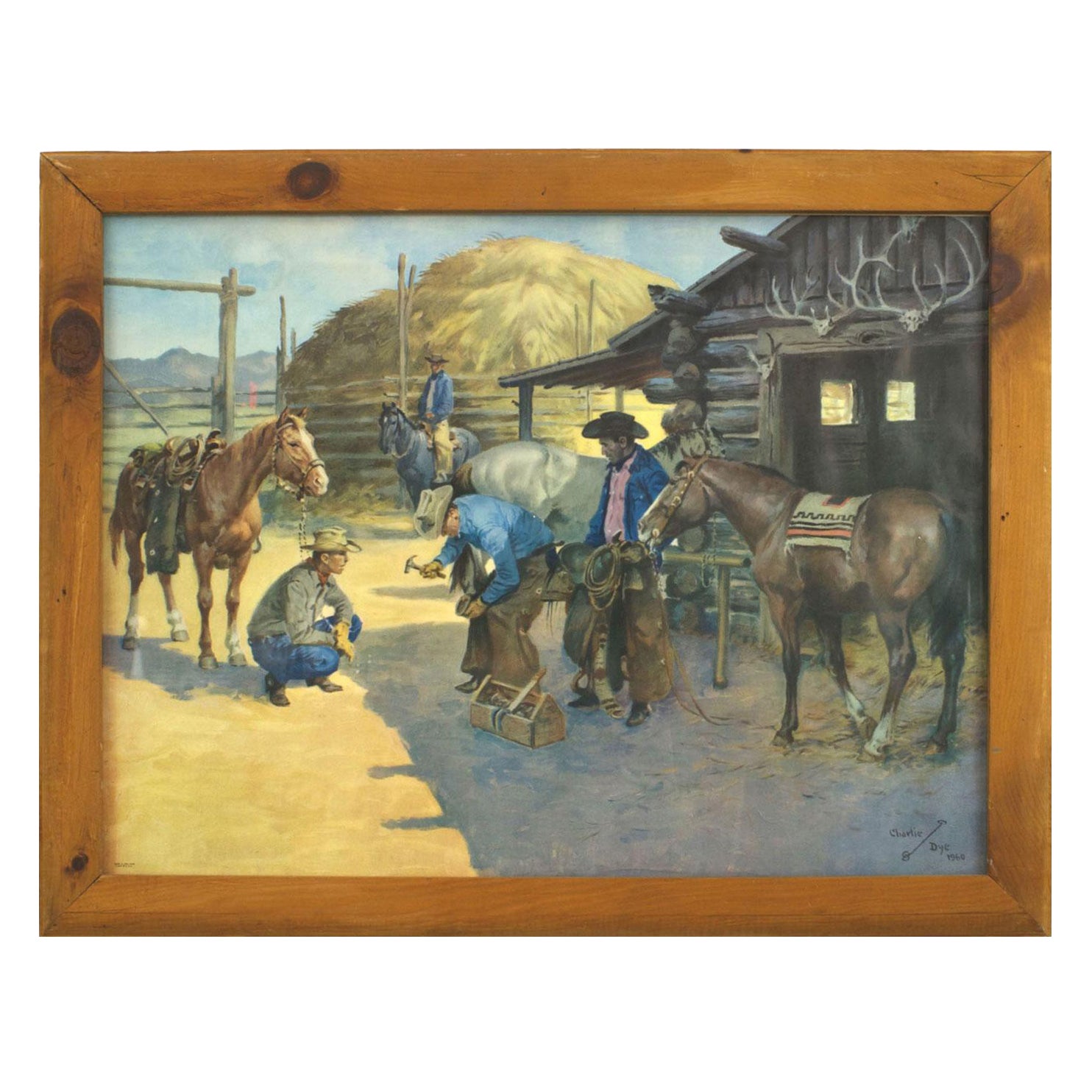 American Western Ranch Scene Print