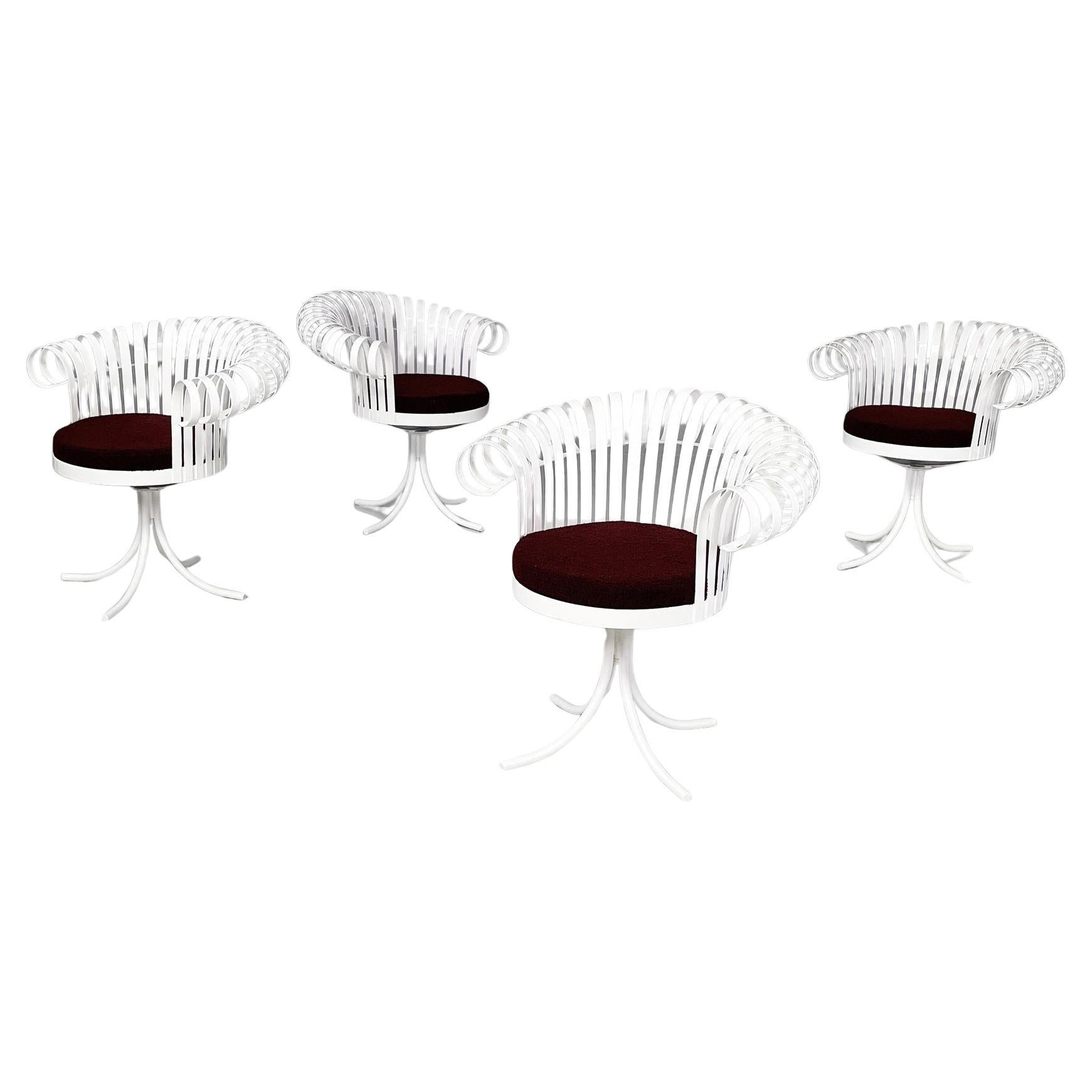 Fauteuils de jardin américains en métal blanc par Russell Wood Art, 1960s en vente