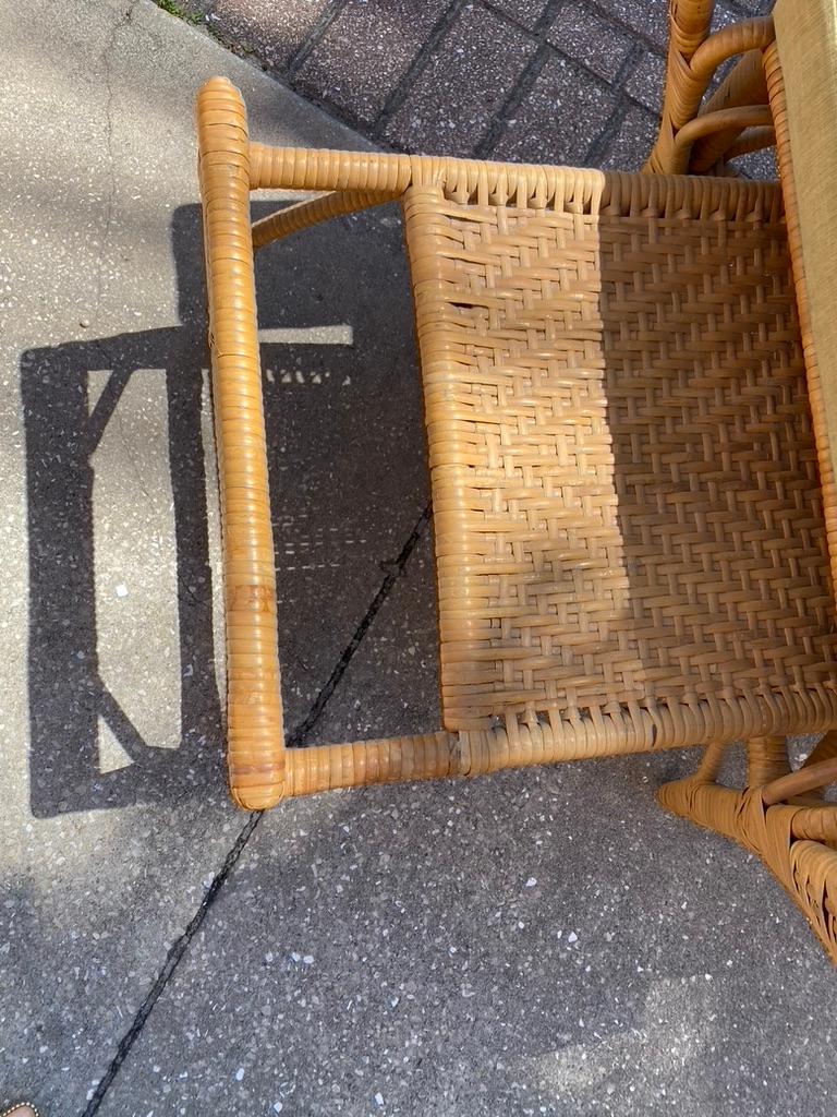 Hand-Crafted American Wicker ARMCHAIR w/ OTTOMAN attached 