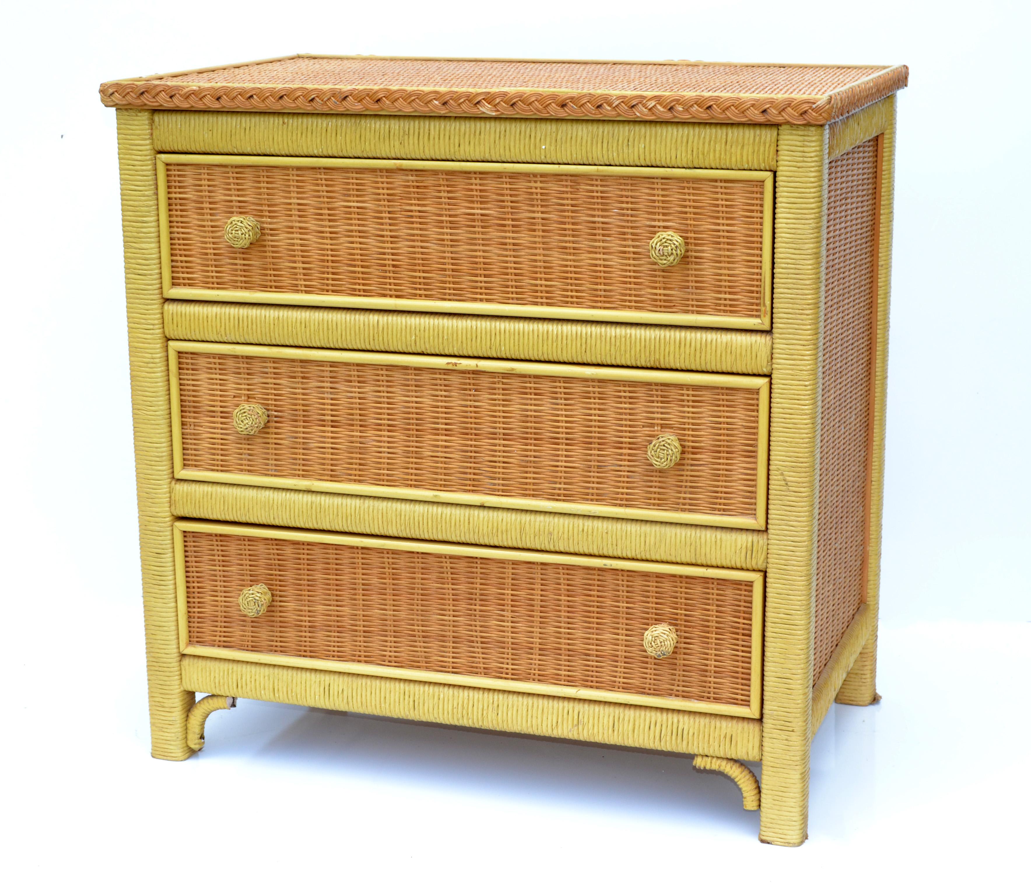American Wicker by Henry Link Chest of Three Drawers, Cabinet, Bachelor's Chest 9