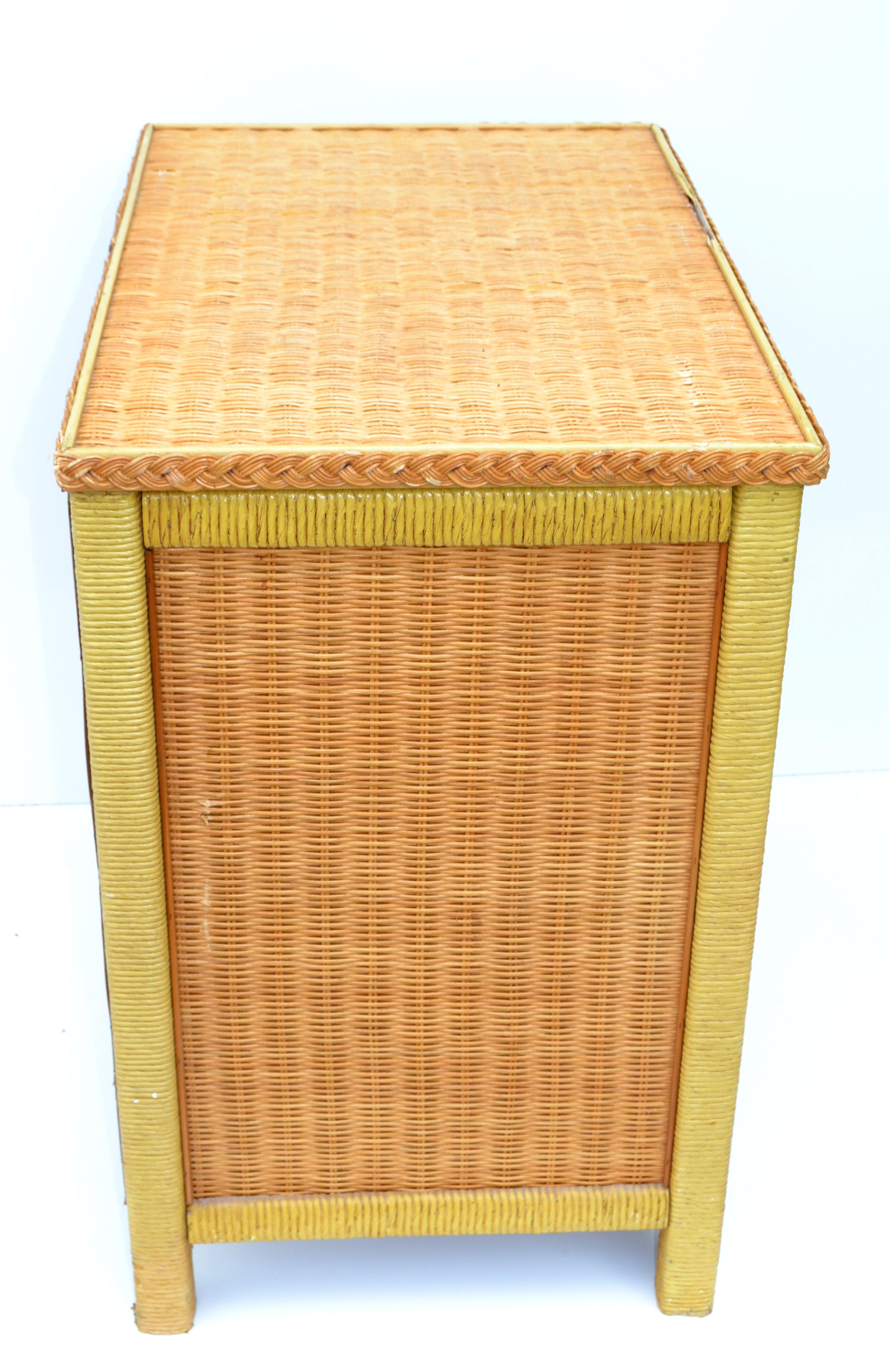 American Wicker by Henry Link Chest of Three Drawers, Cabinet, Bachelor's Chest In Good Condition In Miami, FL
