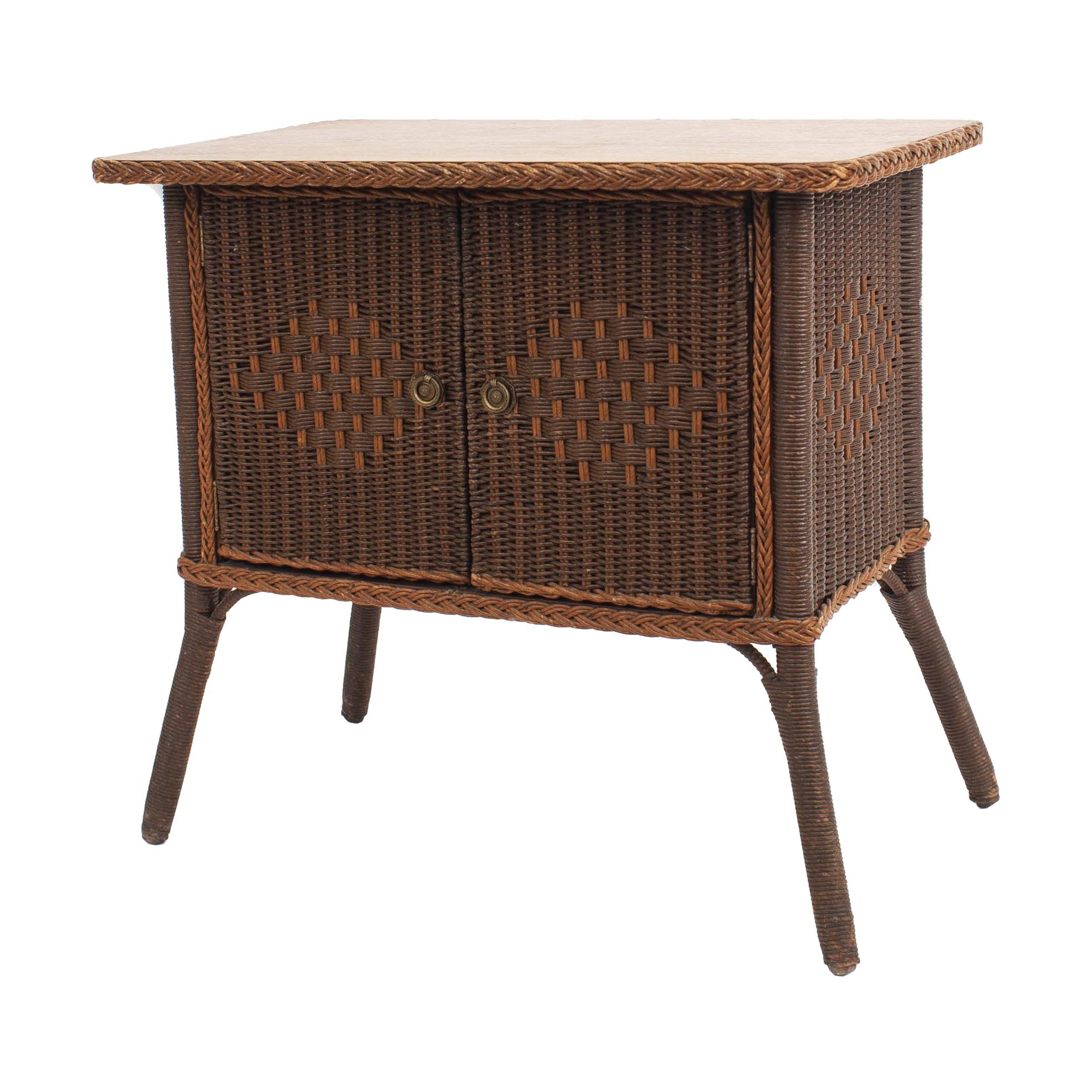 American Wicker Mission Wicker Commode For Sale