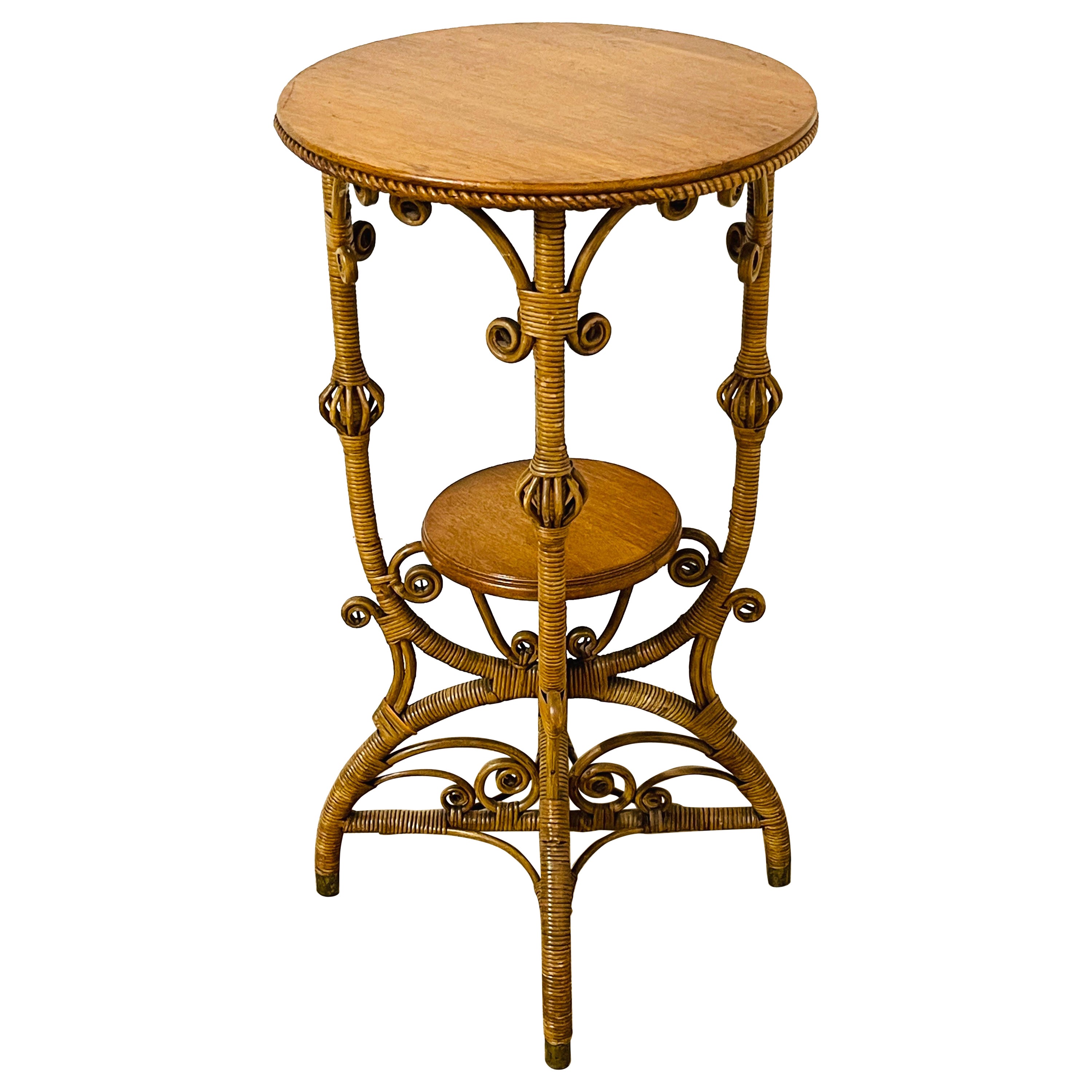 American Wicker & Oak Stick & Ball Variation Table by Heywood-Wakefield