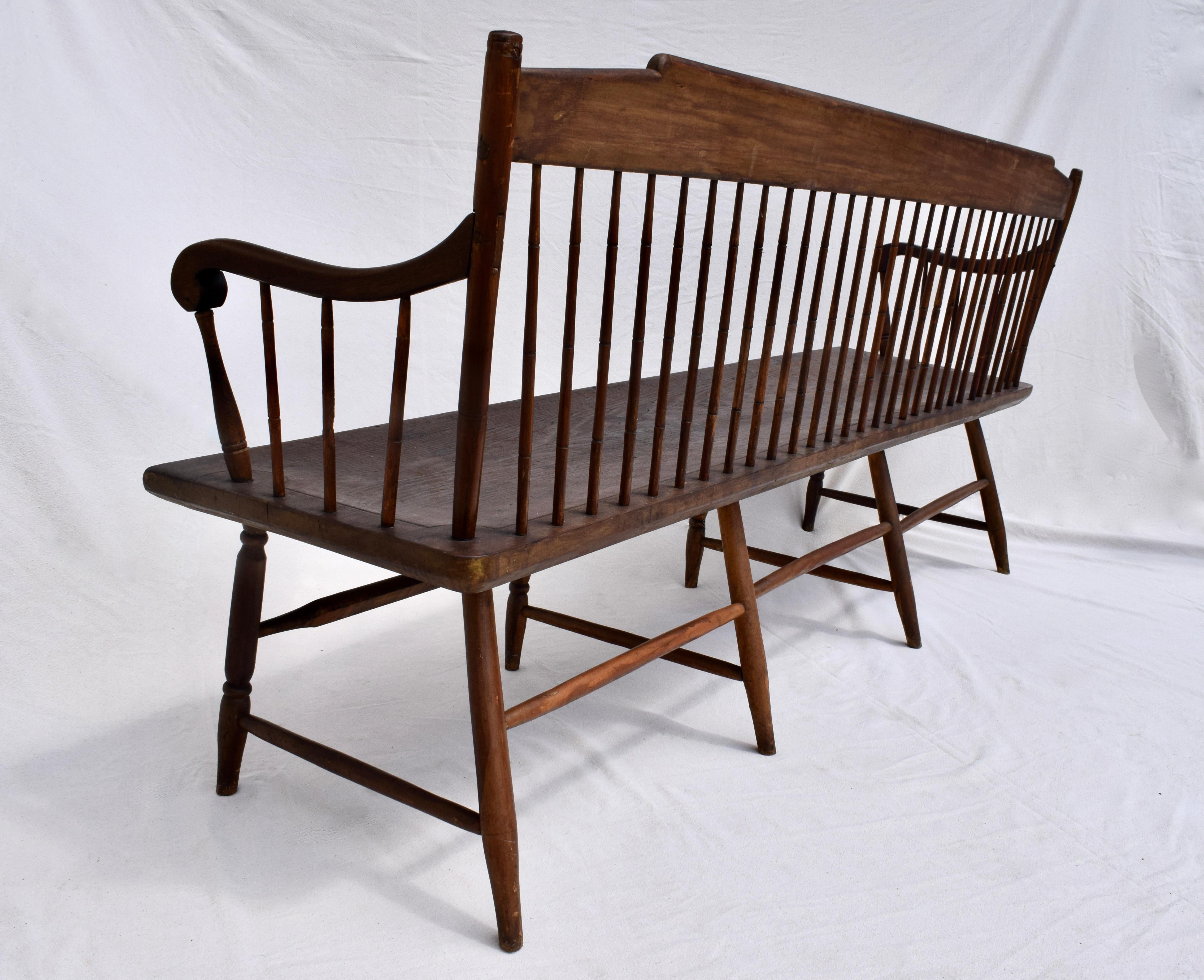 Textile American Windsor Bench Early 19th C.