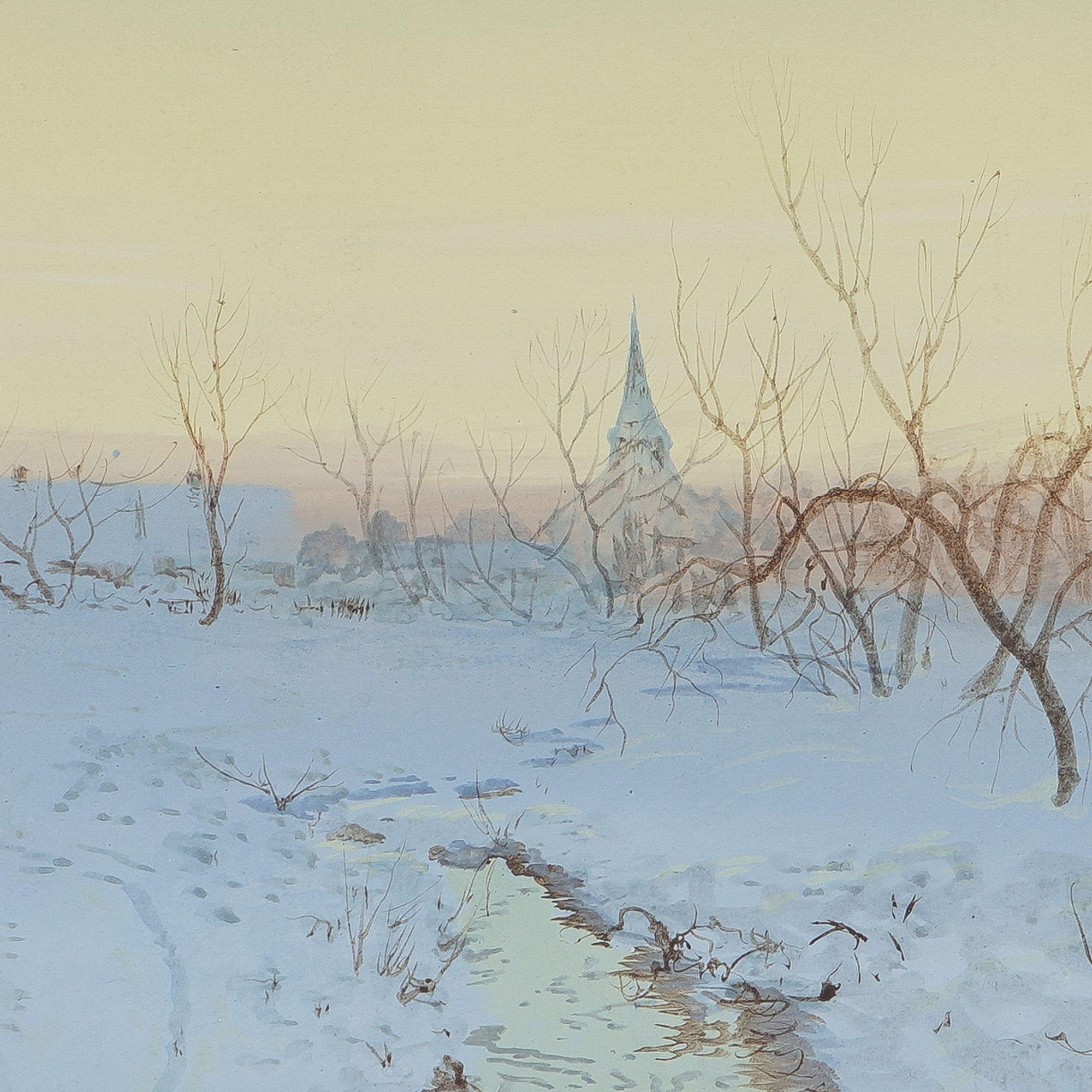Americano Paesaggio invernale americano di F. Hennek, 1900 ca. in vendita
