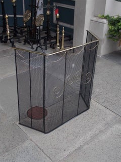 American Wire and Decorative Brass Swag Folding Nursery Screen, Circa 1790