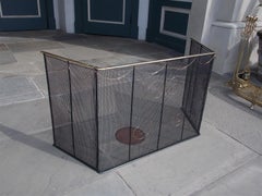American Wire Decorative Scrolled Brass and Swag Folding Fire Screen, Circa 1790