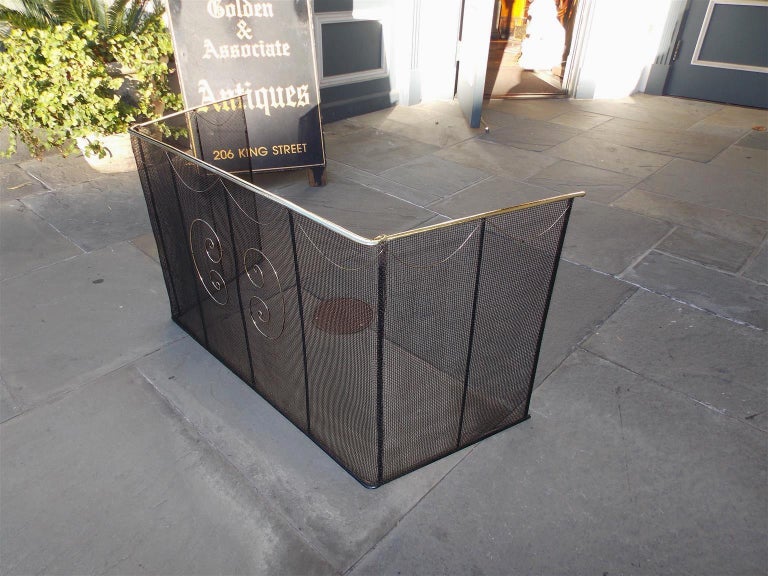 American Wire Decorative Scrolled Brass and Swag Folding Nursery Screen