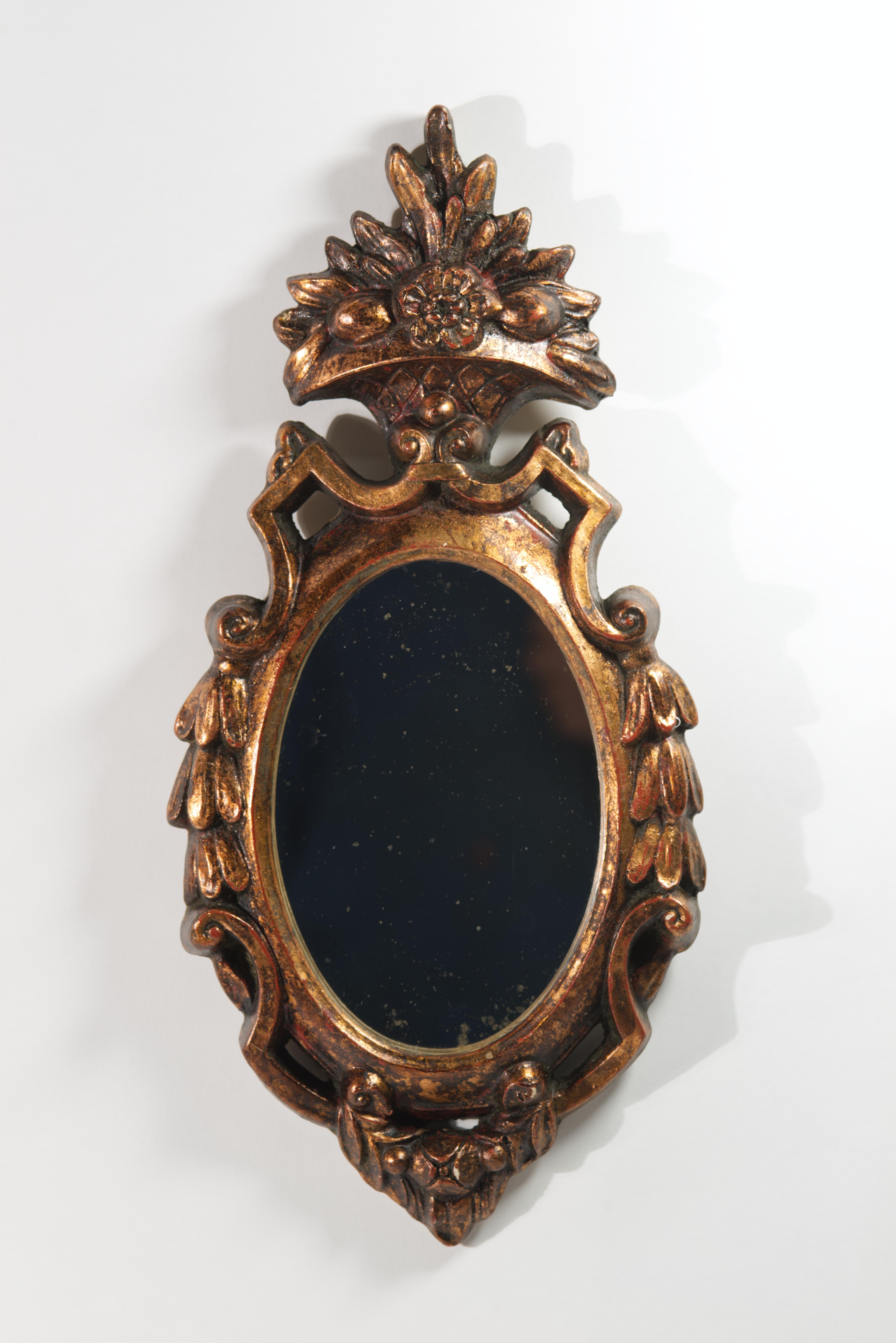 Bronze American Wood & Gesso Gilt Wall Mirror by Thanhardt Burger, 1940s For Sale