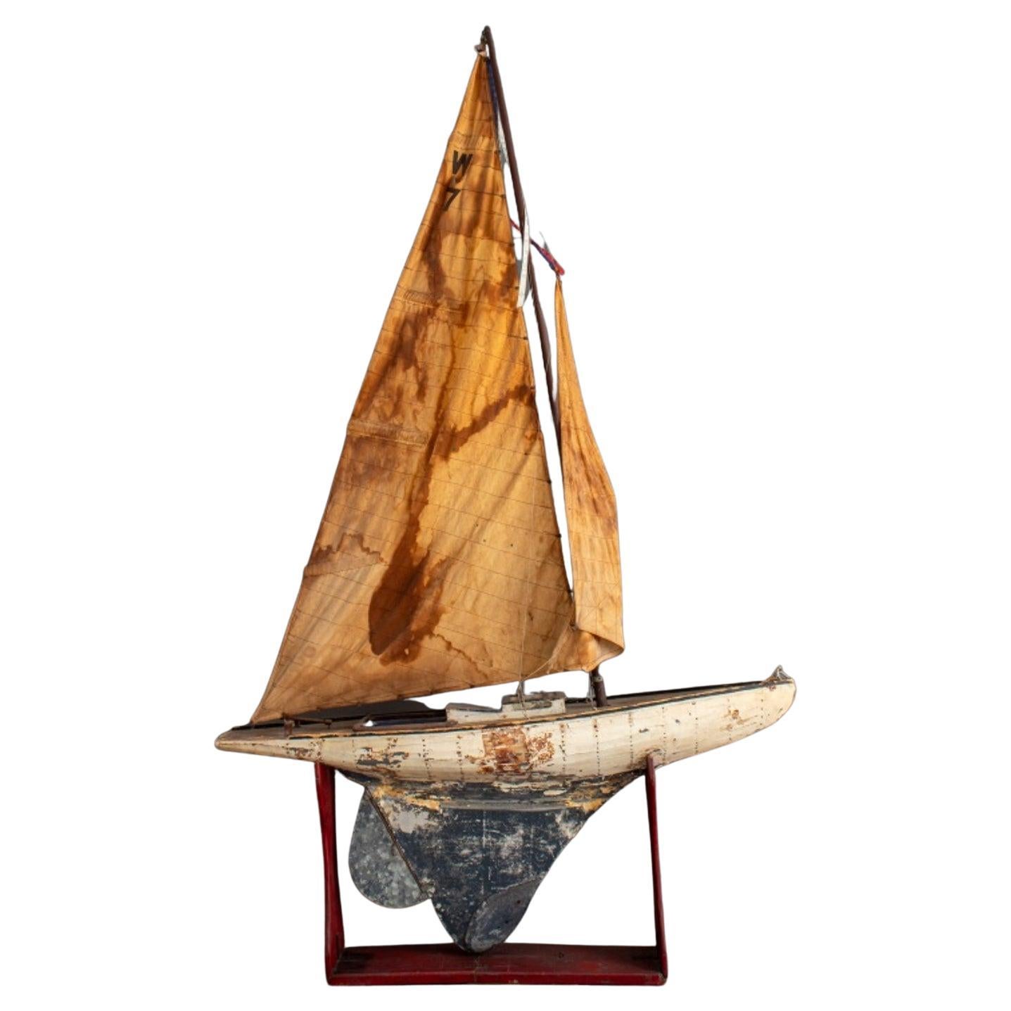 American Wooden Boat Model, 20th C For Sale