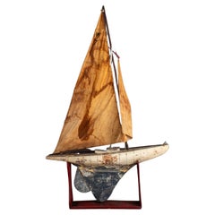 Antique American Wooden Boat Model, 20th C