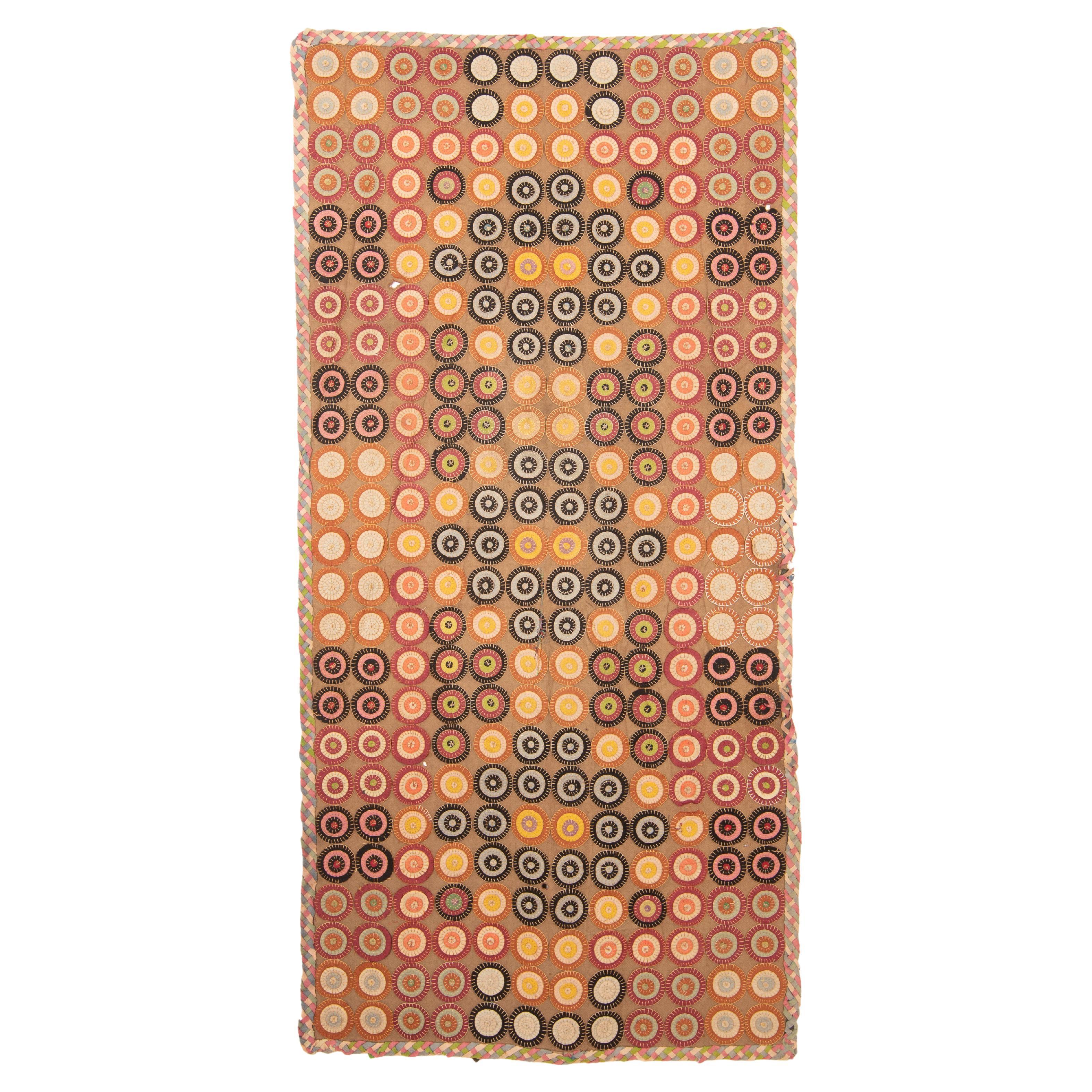 American Wool Applique Penny Rug, Late 19th / Early 20th C