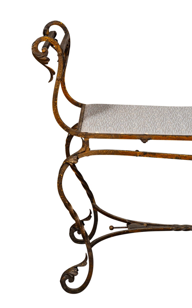 American Wrought Iron Bench For Sale at 1stDibs