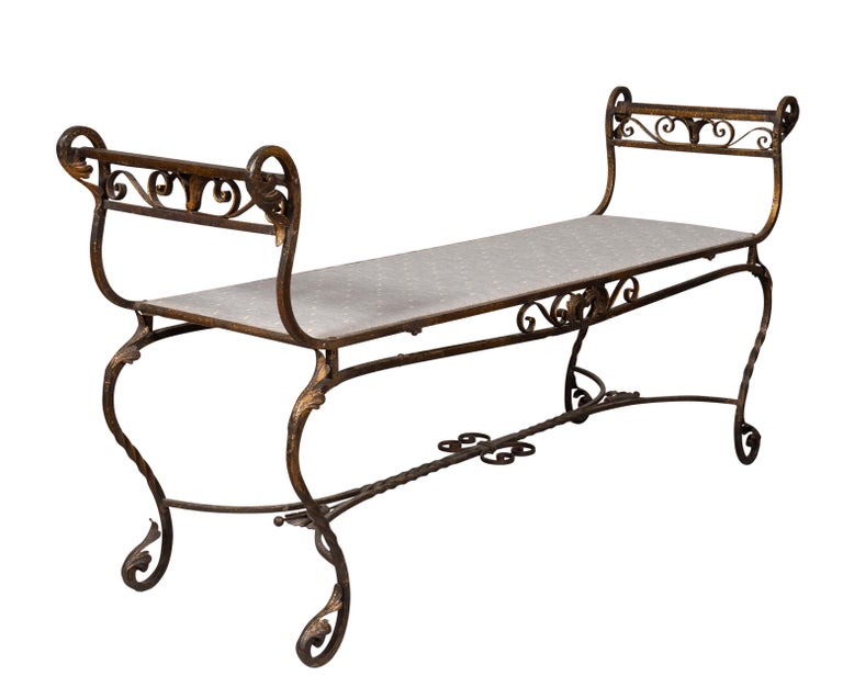 American Wrought Iron Bench For Sale at 1stDibs