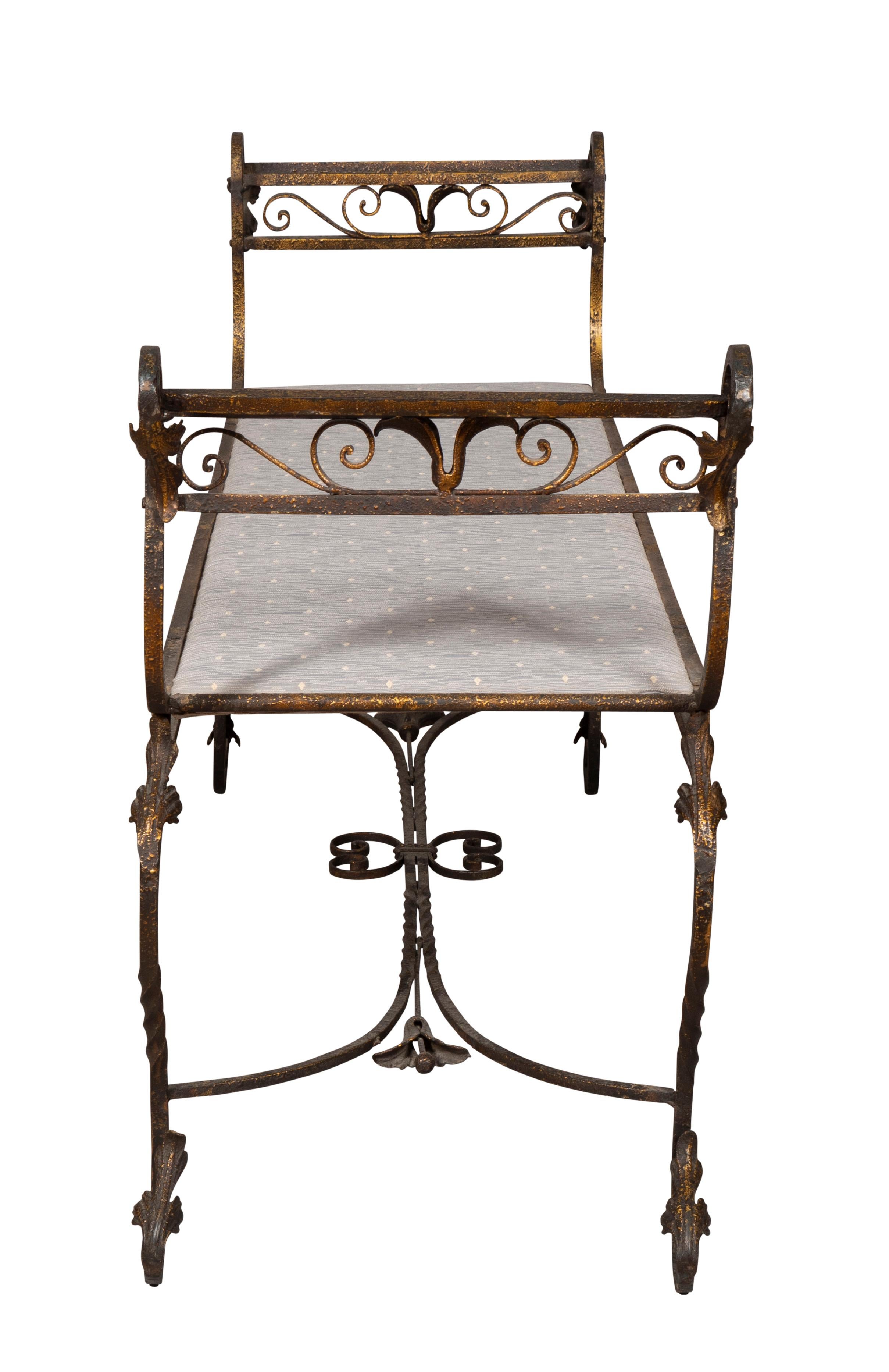 20th Century American Wrought Iron Bench For Sale