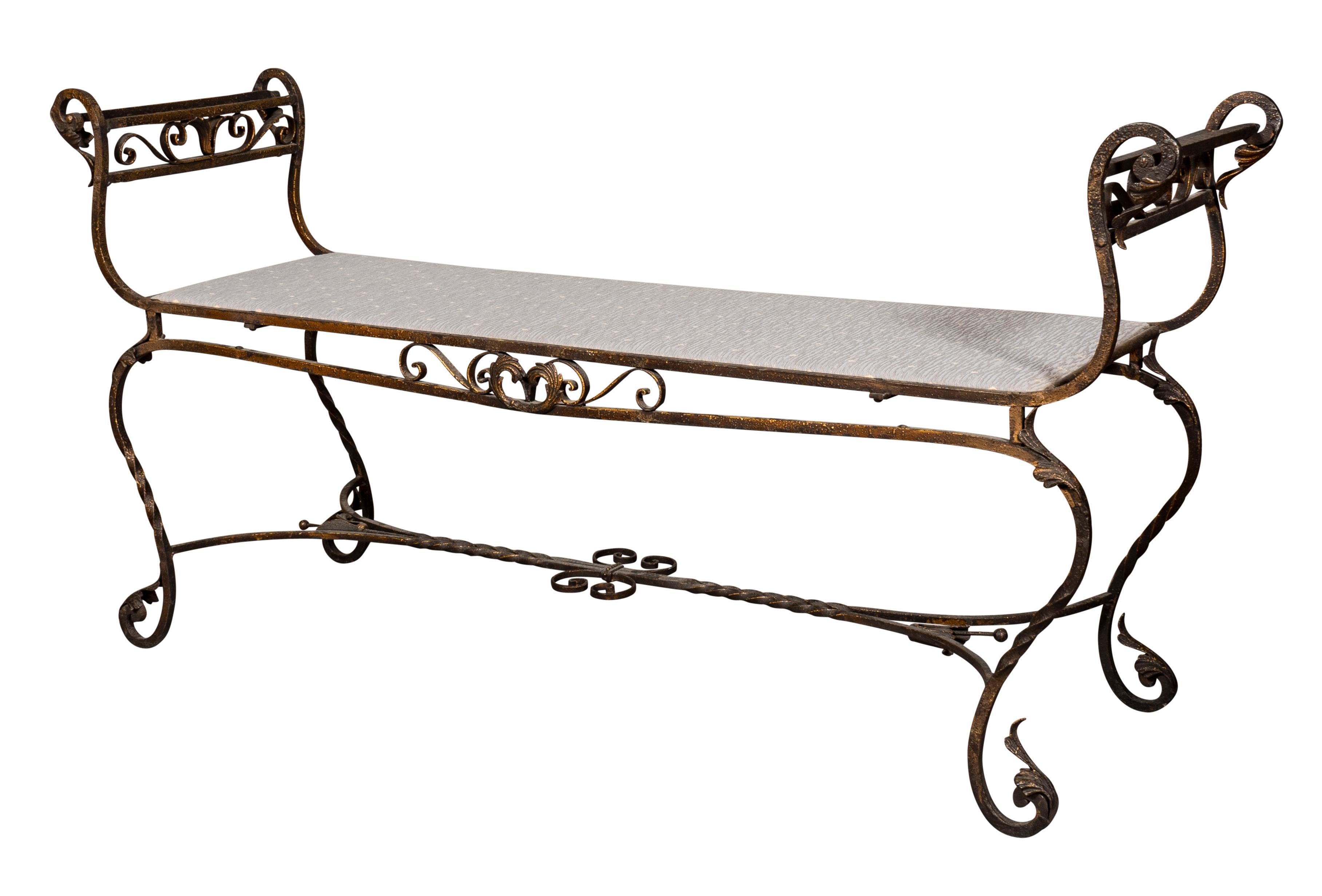 American Wrought Iron Bench For Sale 1