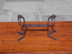 American Wrought Iron Hammered & Scrolled Boot Scraper with Flanking Rings. 1780