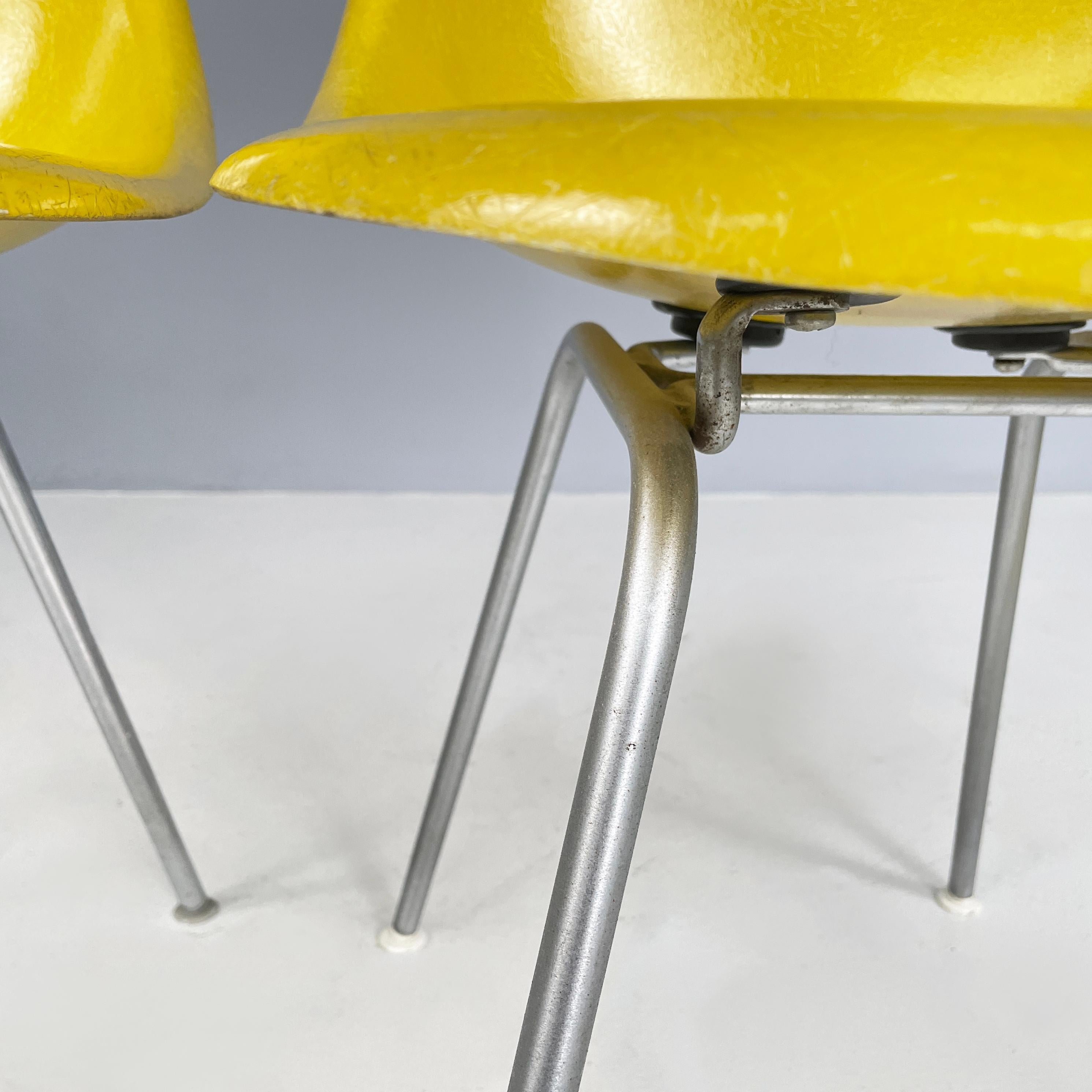 American Yellow Shell Chairs by Charles and Ray Eames for Herman Miller, 1970s For Sale 8