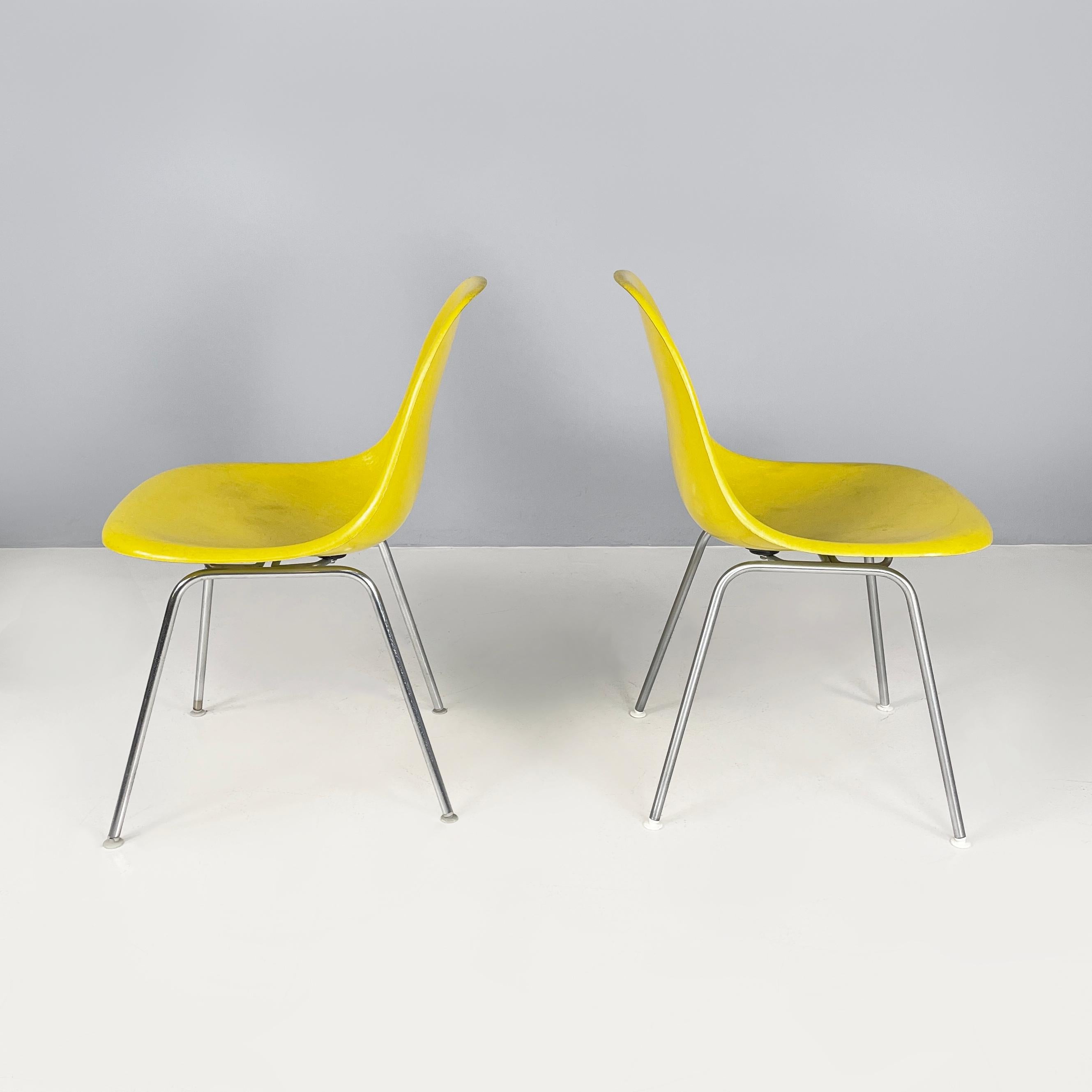 Modern American Yellow Shell Chairs by Charles and Ray Eames for Herman Miller, 1970s For Sale