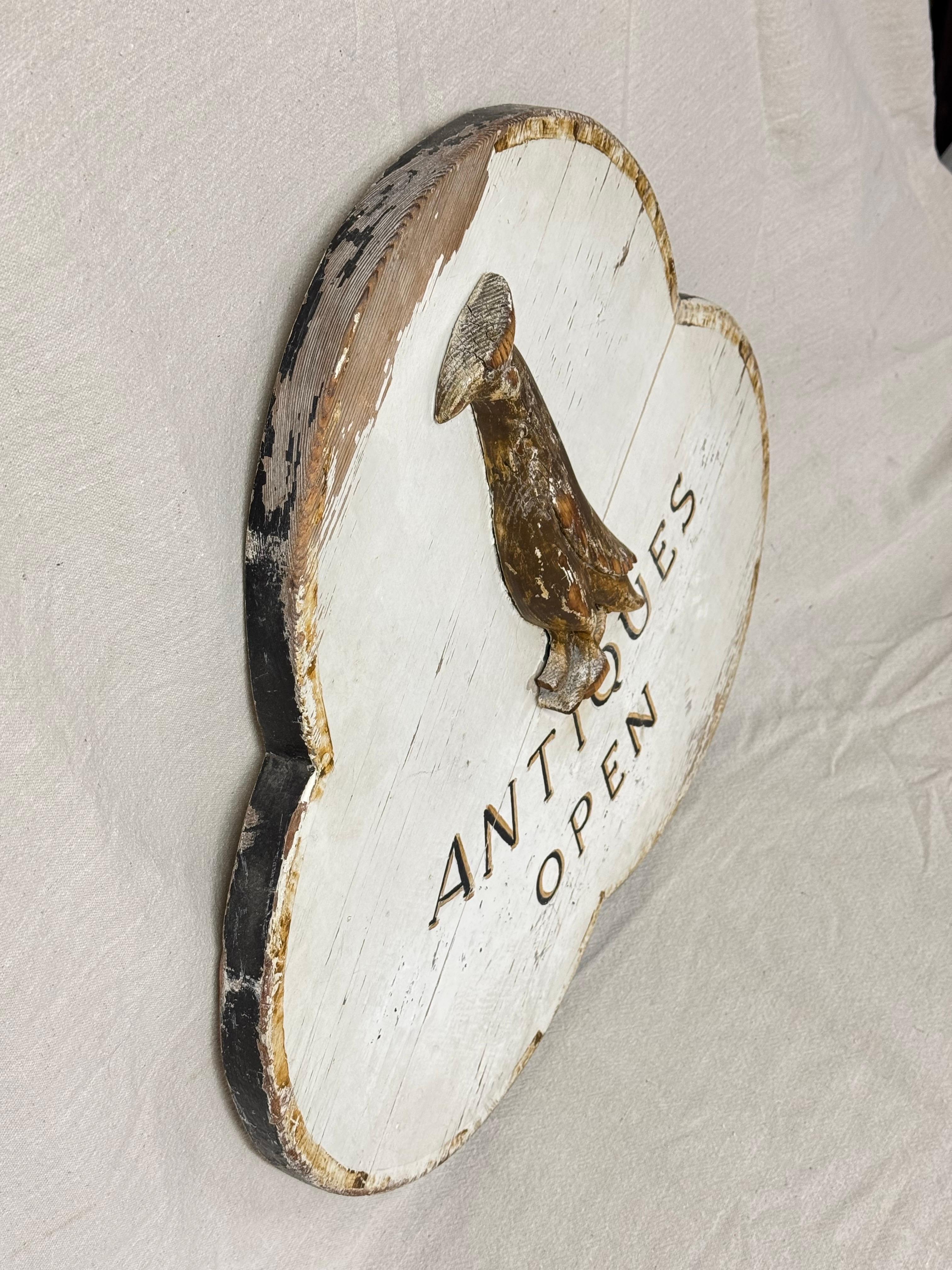 XX secolo Insegna di legno intagliata a mano del negozio di antiquariato Americana in vendita