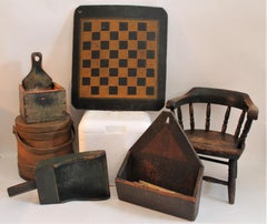 Americana Collection of Six 19th Century Painted Folk Art Items