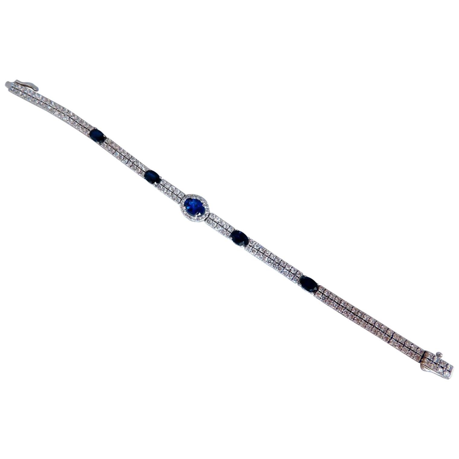 Americana Double Stranded Natural Sapphire Diamonds Bracelet 14 Karat For Sale