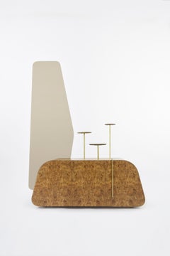 Americana Dresser Burl Elm with Mirror and Ceramic Trays Large Drawer Unique