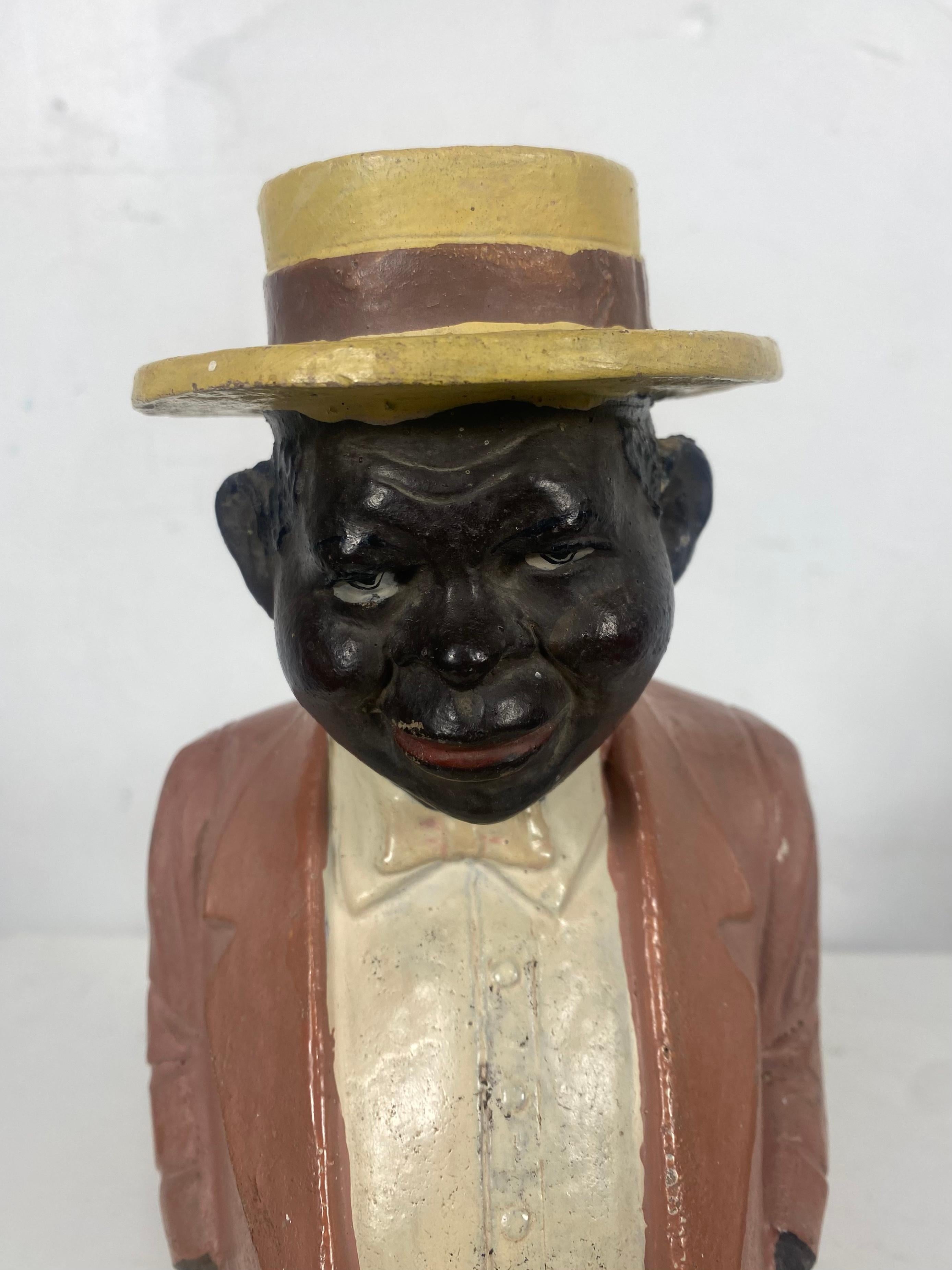 Americana / Folk Art, Figural Black Musician Piggy Bank, Pottery 1