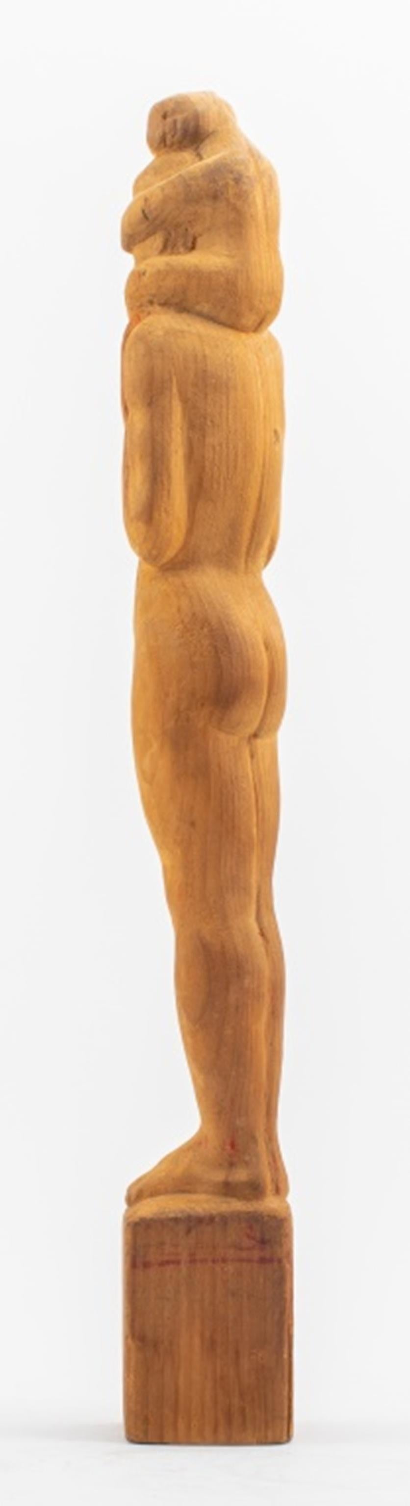 20th Century Americana Folk Art Nude Man Wood Sculpture For Sale