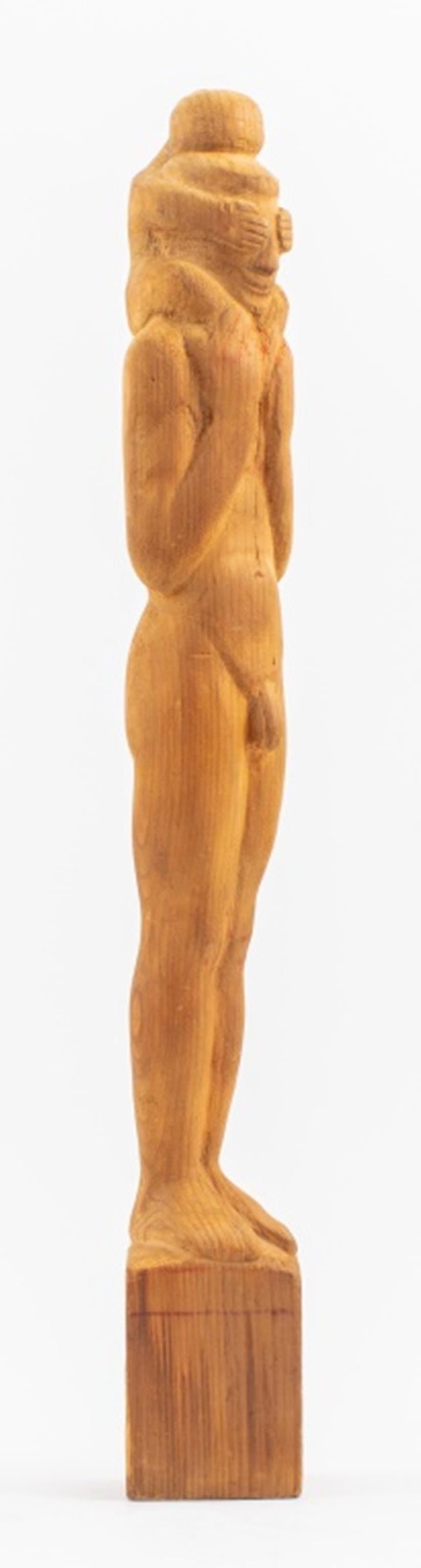 Americana Folk Art Nude Man Wood Sculpture For Sale 3