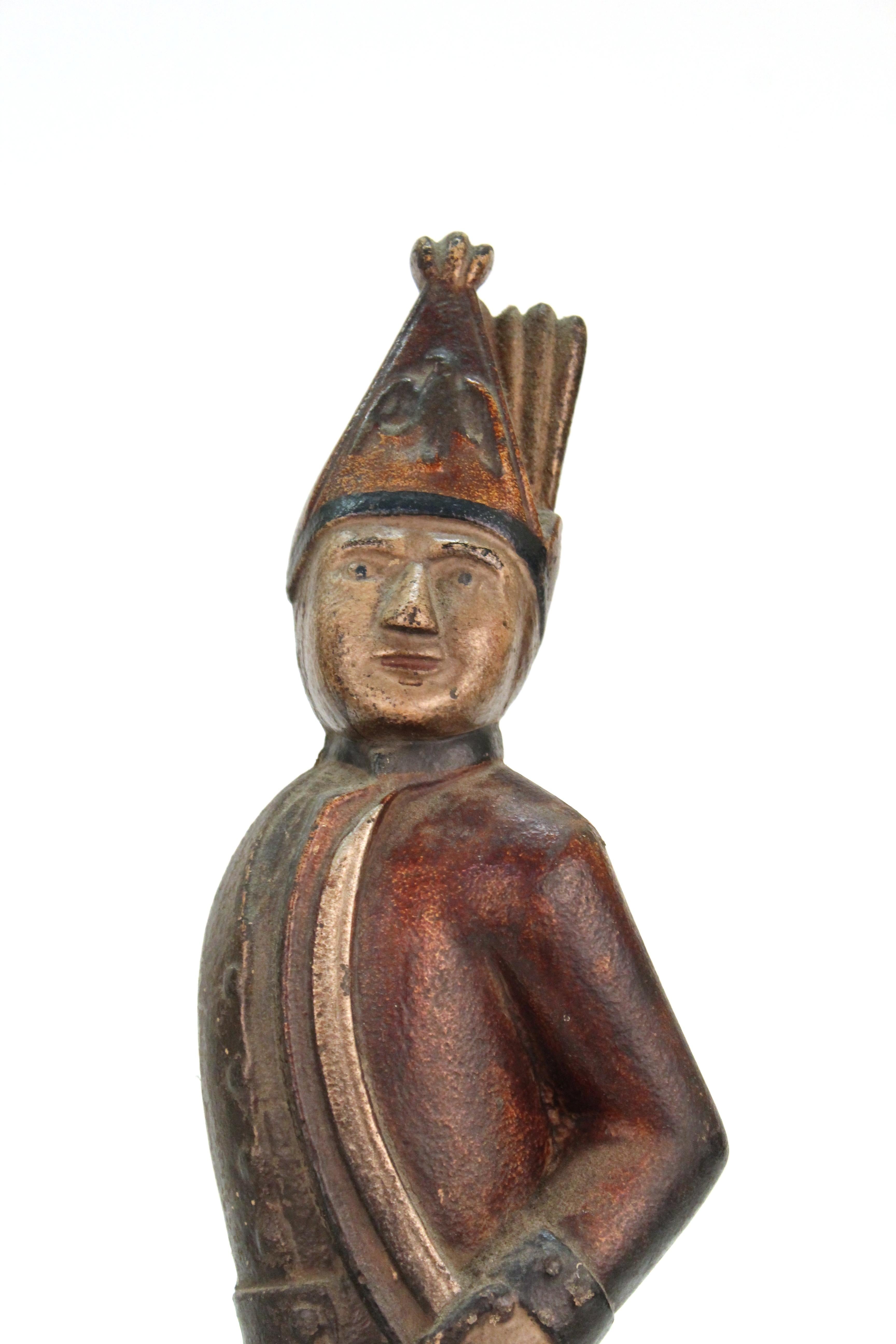 Americana Hessian Soldier Andirons in Painted Cast Iron In Good Condition In Astoria, NY