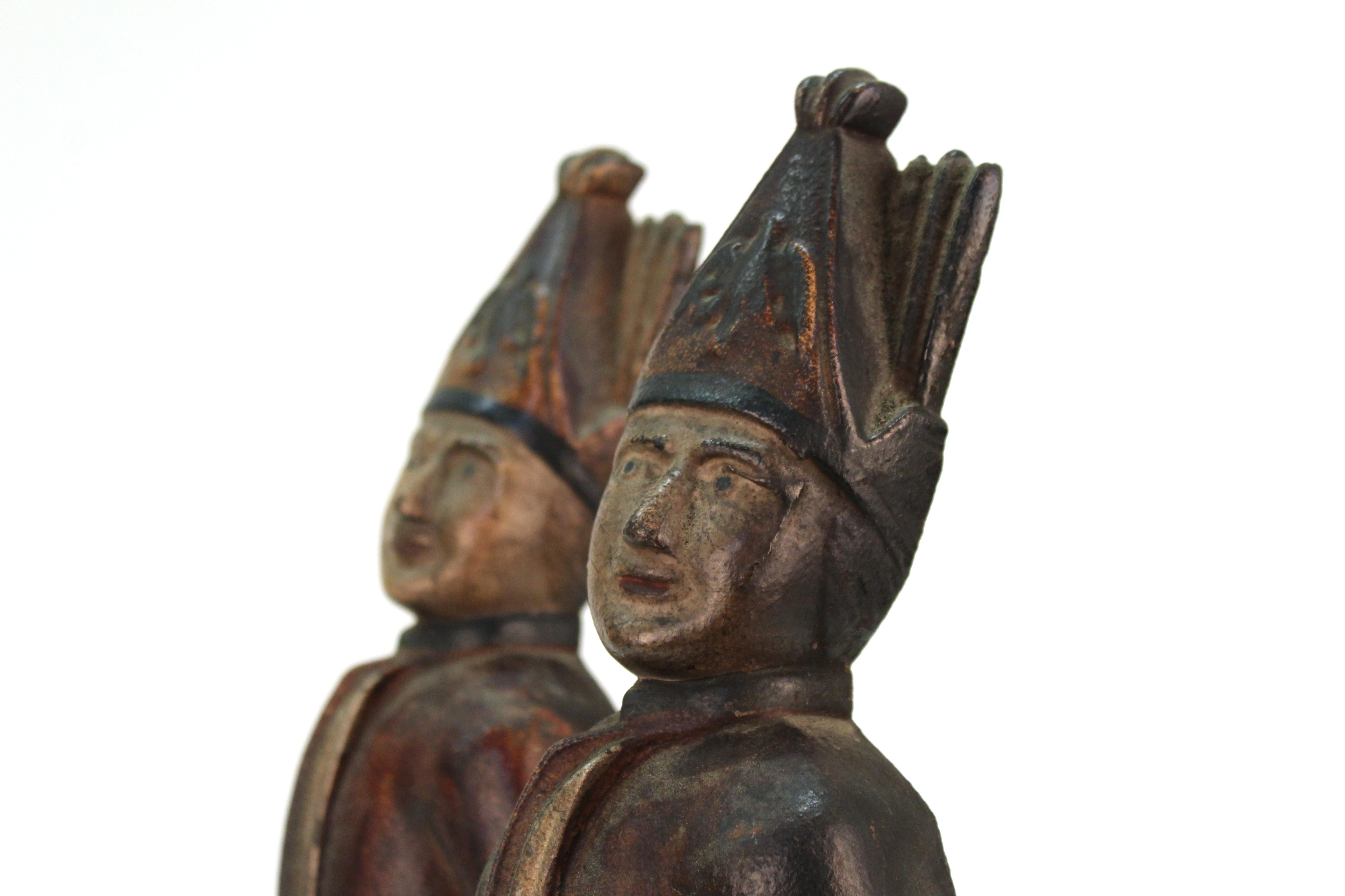 Americana Hessian Soldier Andirons in Painted Cast Iron 3