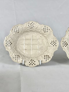 Americana Pareja Antigua Vajilla Inglesa de Gres Blanco Salado Siglo XVIII