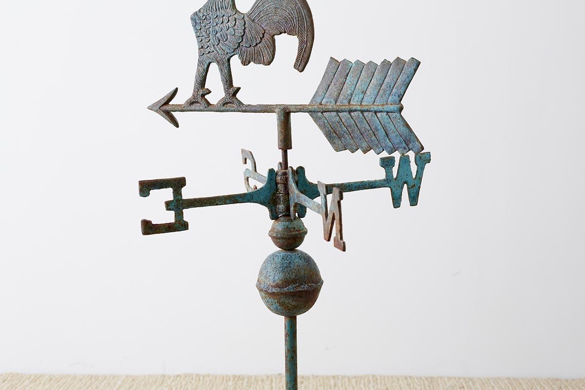 Americana Rooster or Cockerel Directional Weathervane on Stand 3