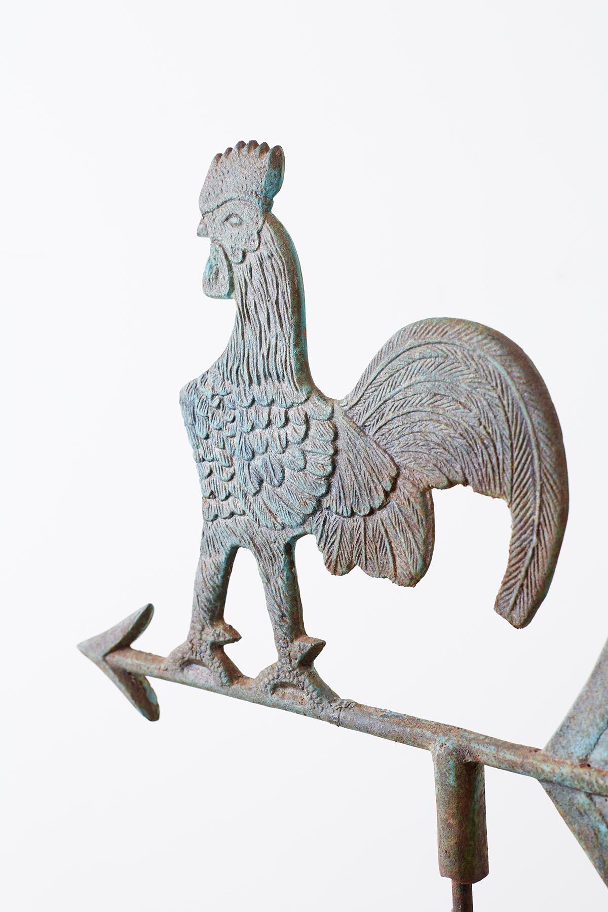 Americana Rooster or Cockerel Directional Weathervane on Stand In Good Condition In Rio Vista, CA