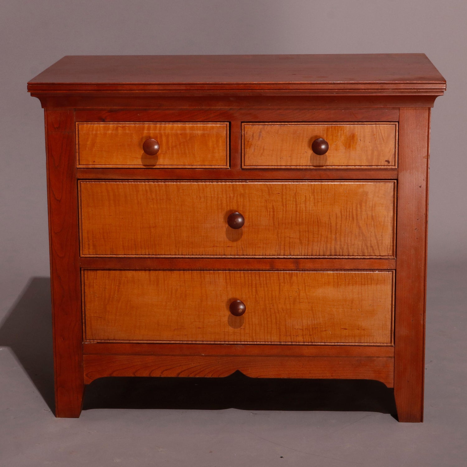 Americana Shaker Style Cherry And Tiger Maple Diminutive 4 Drawer