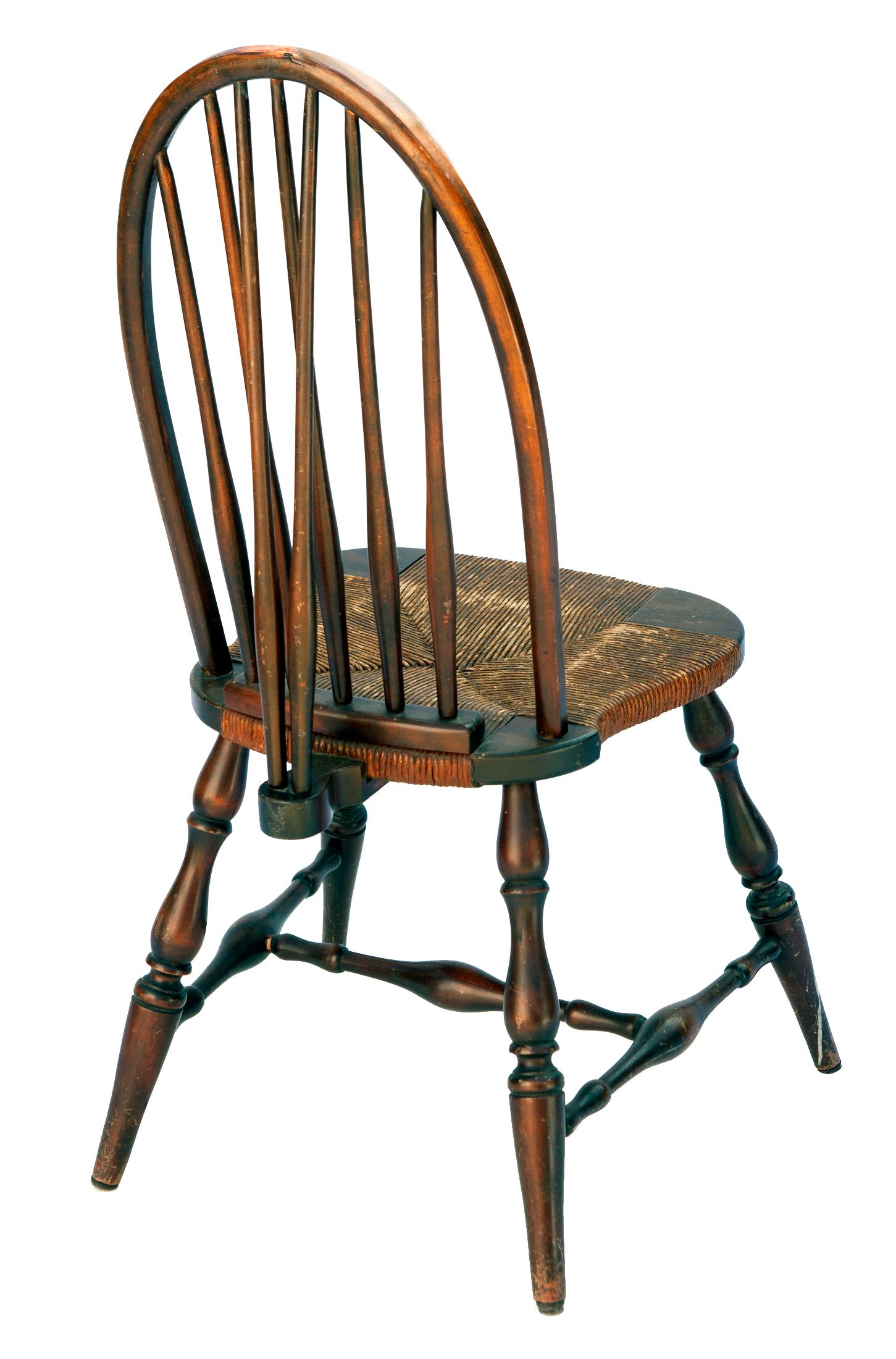 Americana Windsor Style Chair / Rush Seat In Good Condition For Sale In Malibu, CA