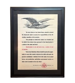 "Americanism is not, and never was, a matter of race or ancestry." WWII Poster