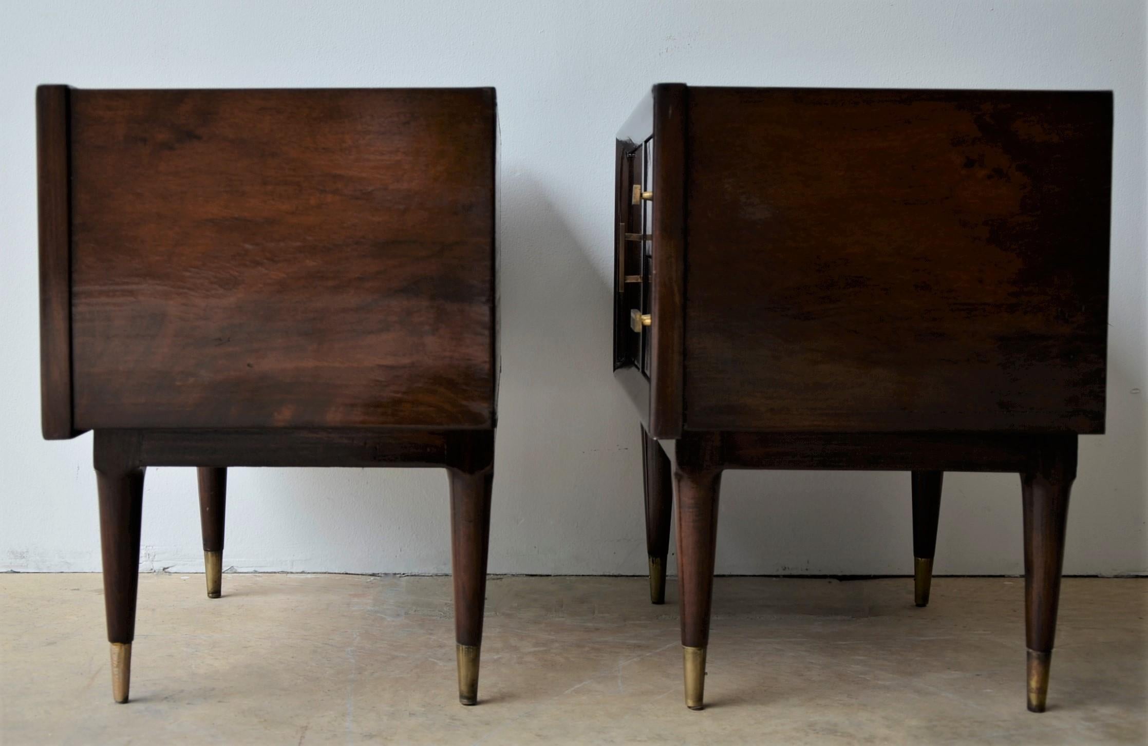 Mid-Century Modern Americano Escandinavo Jean-Michel Frank Attrib Polished Lignum Vitae Side Tables For Sale