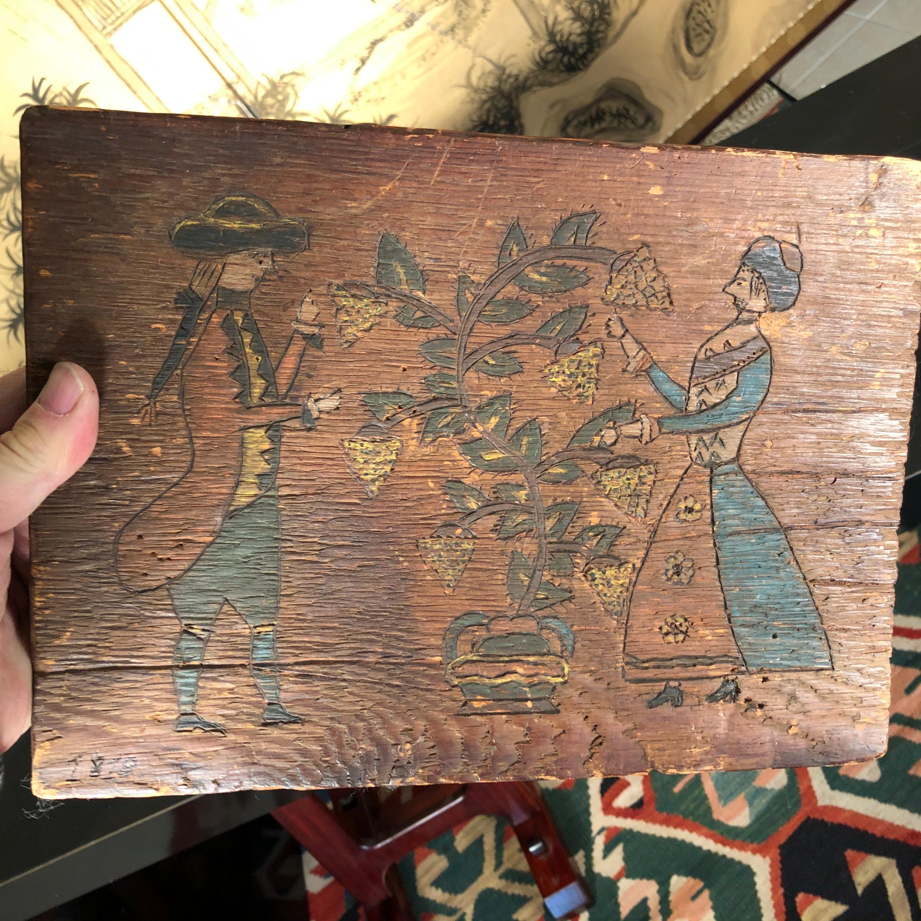 American Americas Earliest Known Pyrography Pennsylvania Portrait, 1819 For Sale