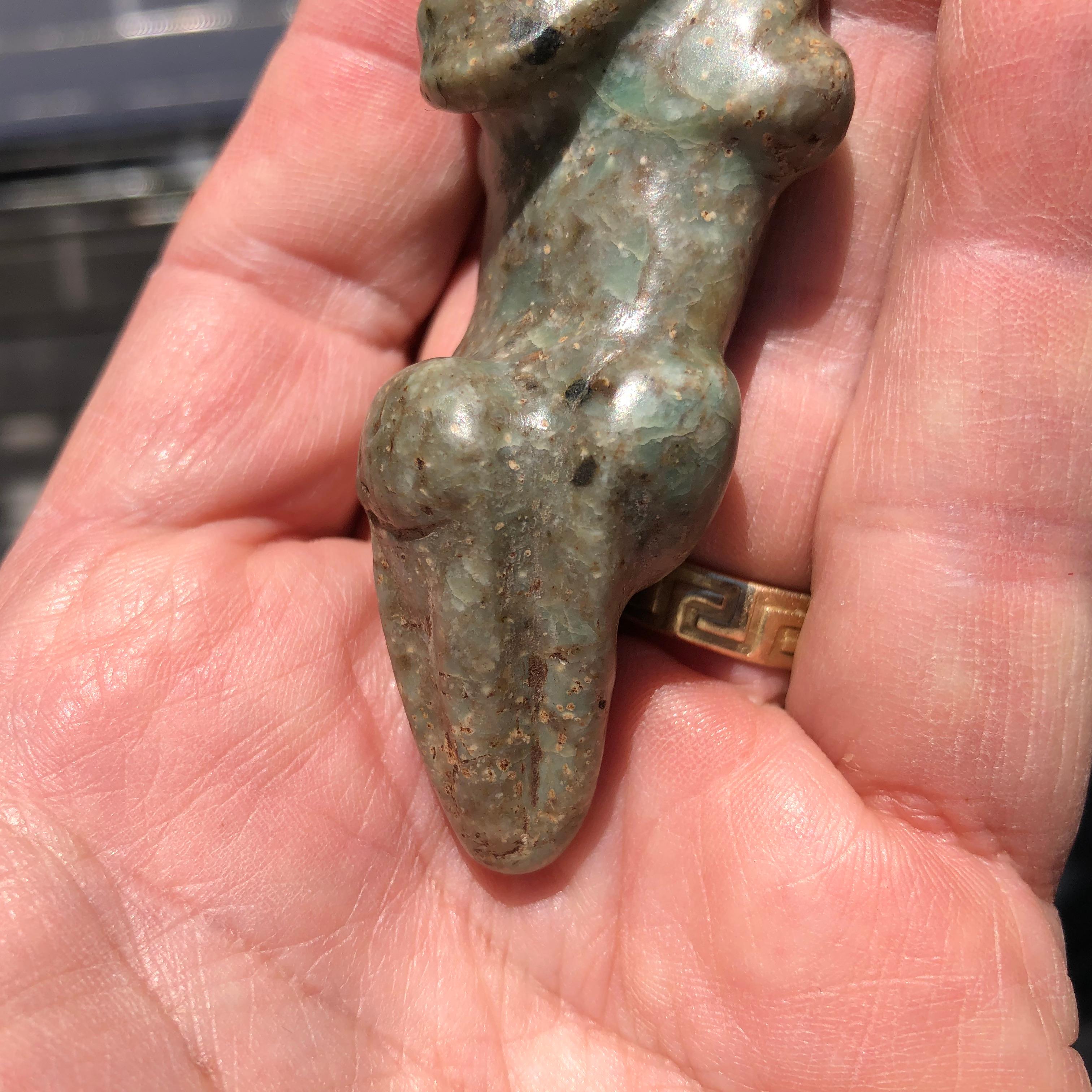 Hand-Carved America’s Treasure Jade Find Hallucinogenic Pendant God, 500 Years Old #1