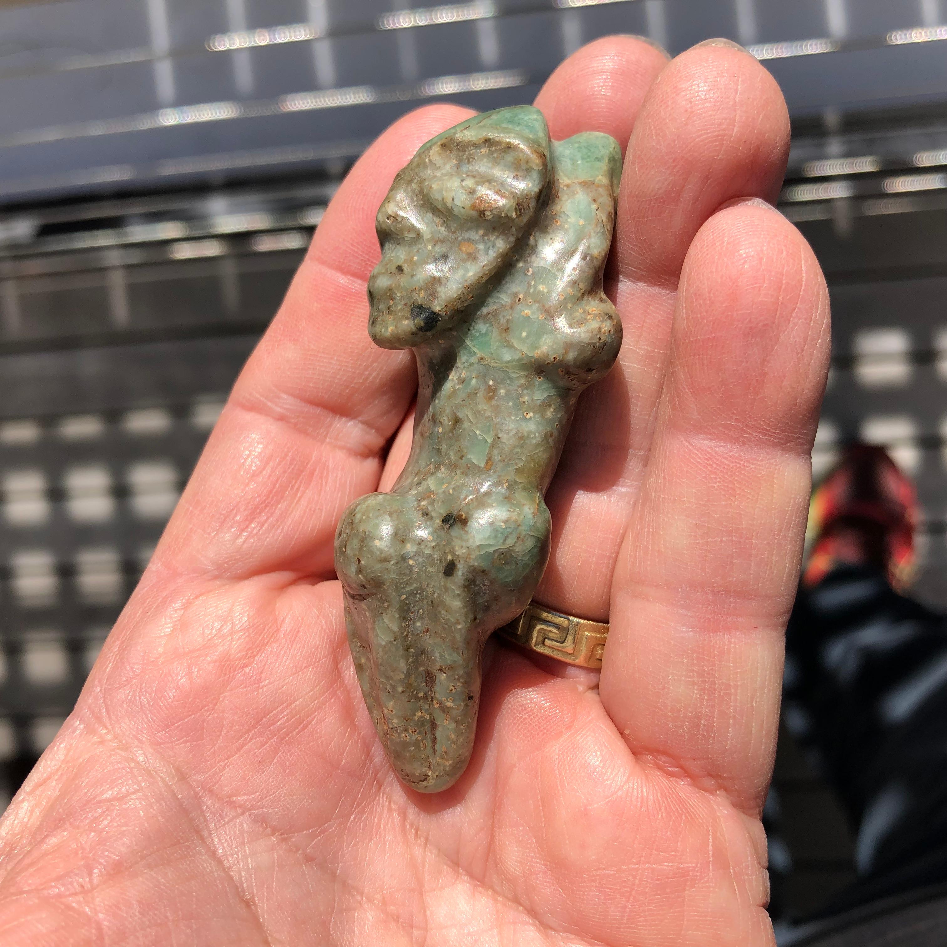America’s Treasure Jade Find Hallucinogenic Pendant God, 500 Years Old #1 1