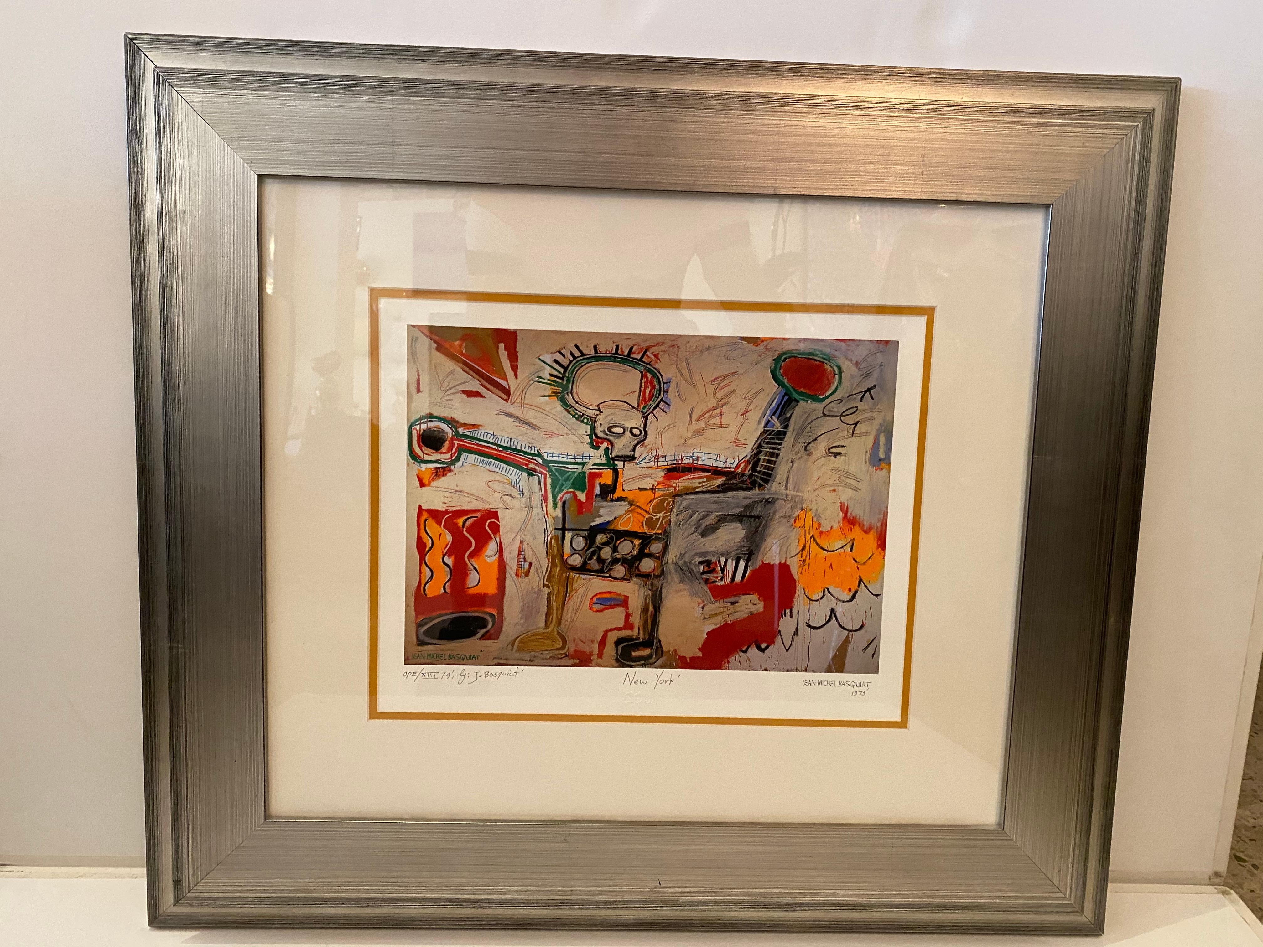 Signed limited edition print by Jean Michel Basquiat. 
Certificate of Authenticity en verso. 
Beautifully matted and framed
From an Important Palm Springs CA, Collection.