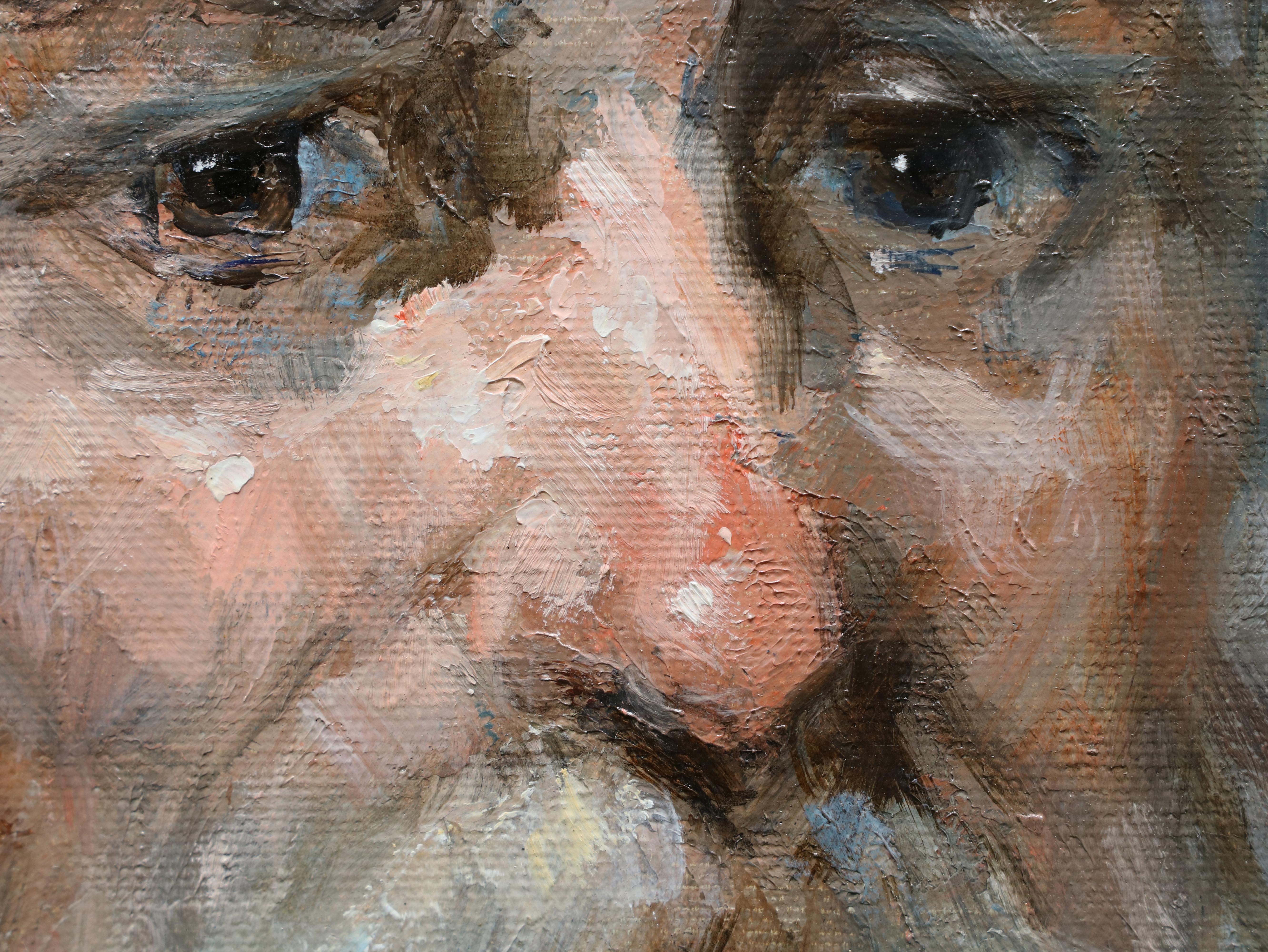 Soulful - Brown Figurative Painting by Americo Makk