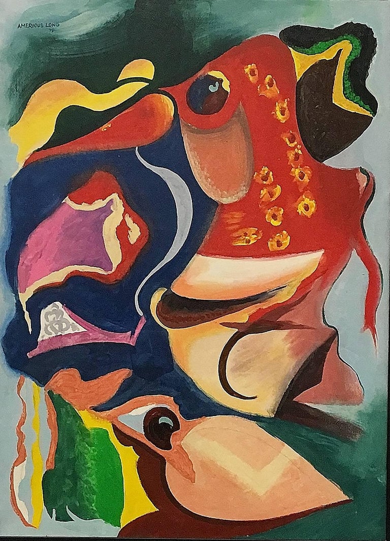 Americus Long Rare Abstract Painting African American Outside Artist, Painting For Sale at 1stdibs